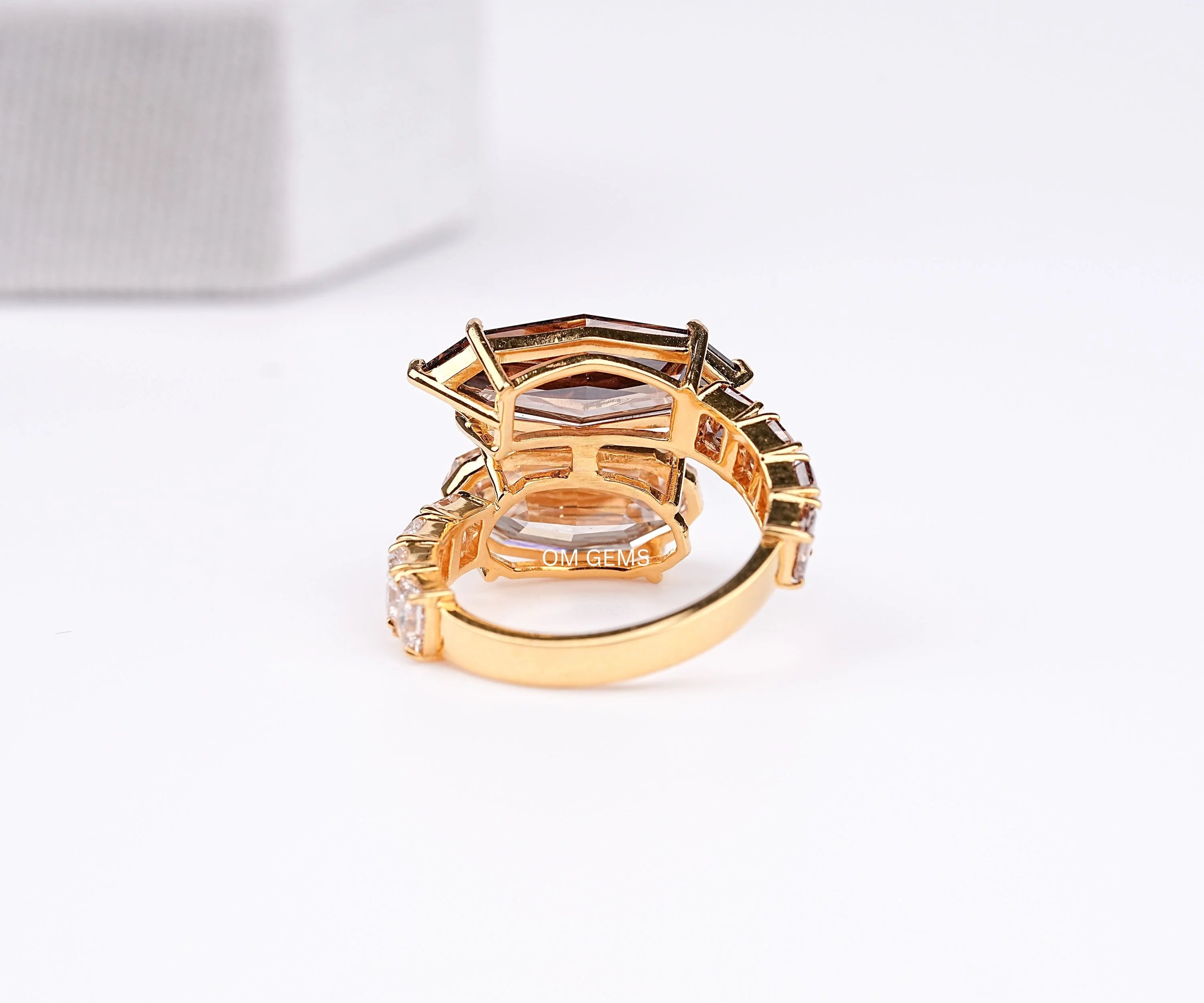 Marquise And Oval Step Cut Two Stone Open Cuff Ring