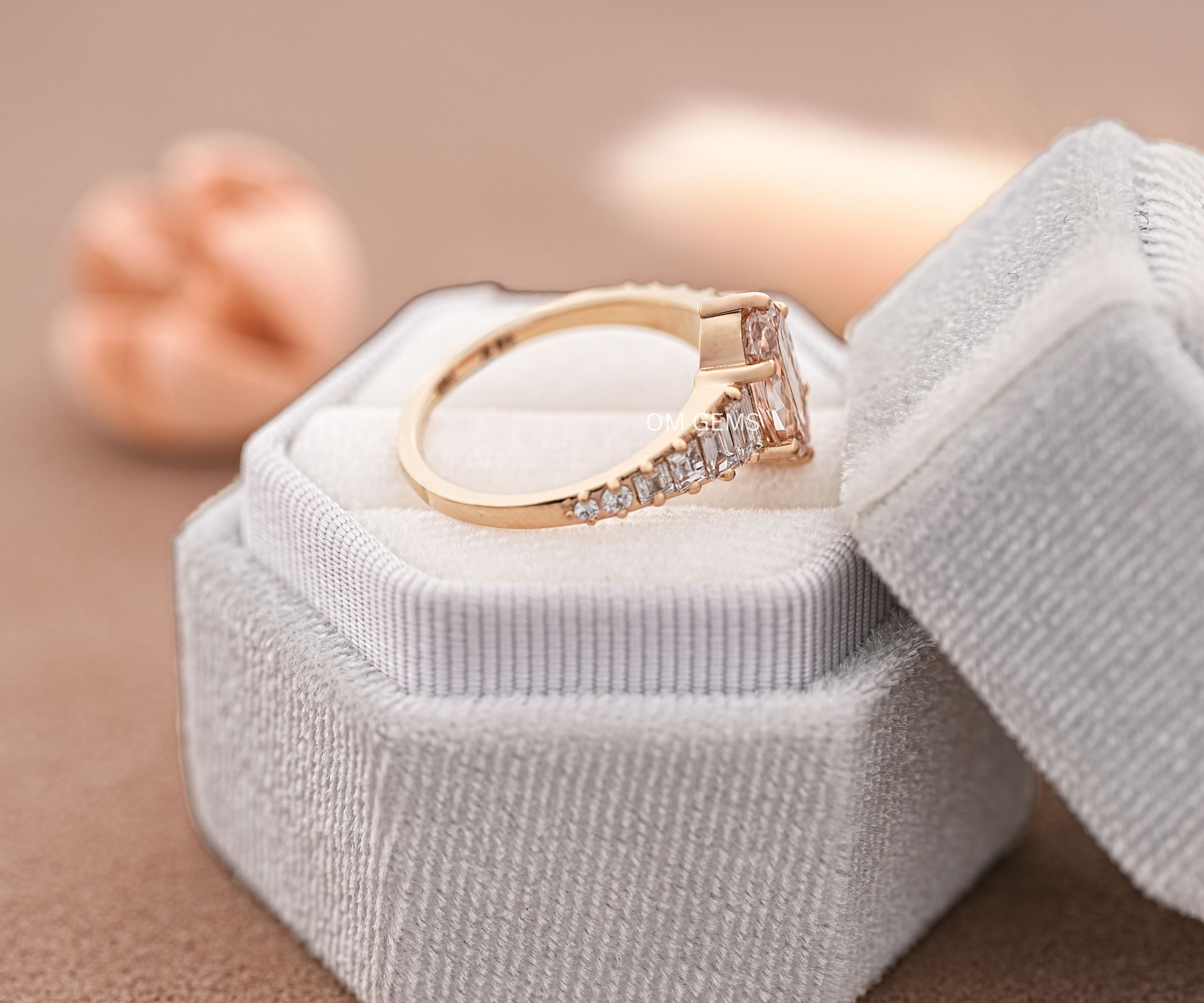 18k Yellow Gold Lab Grown Champagne Oval Cut Diamond Engagement Ring