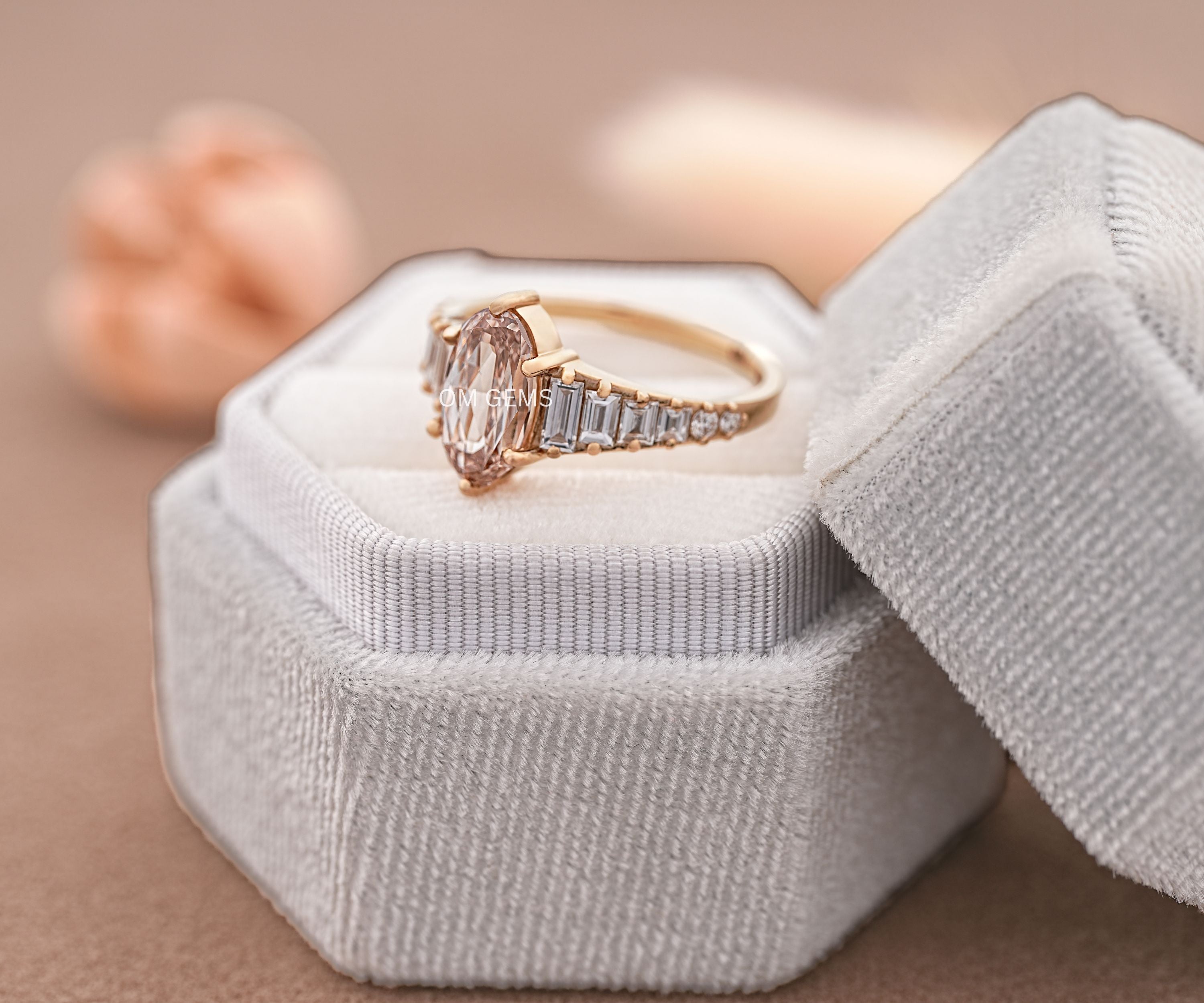 Champagne Oval Cut Lab Grown Diamond Engagement Ring
