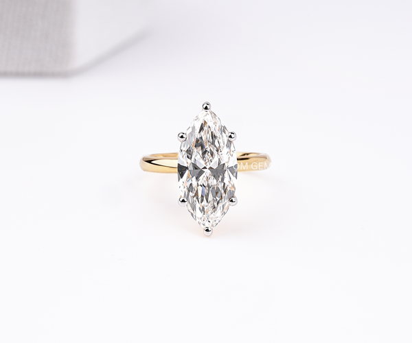 Solitaire Marquise Shape Lab Diamond Engagement Ring