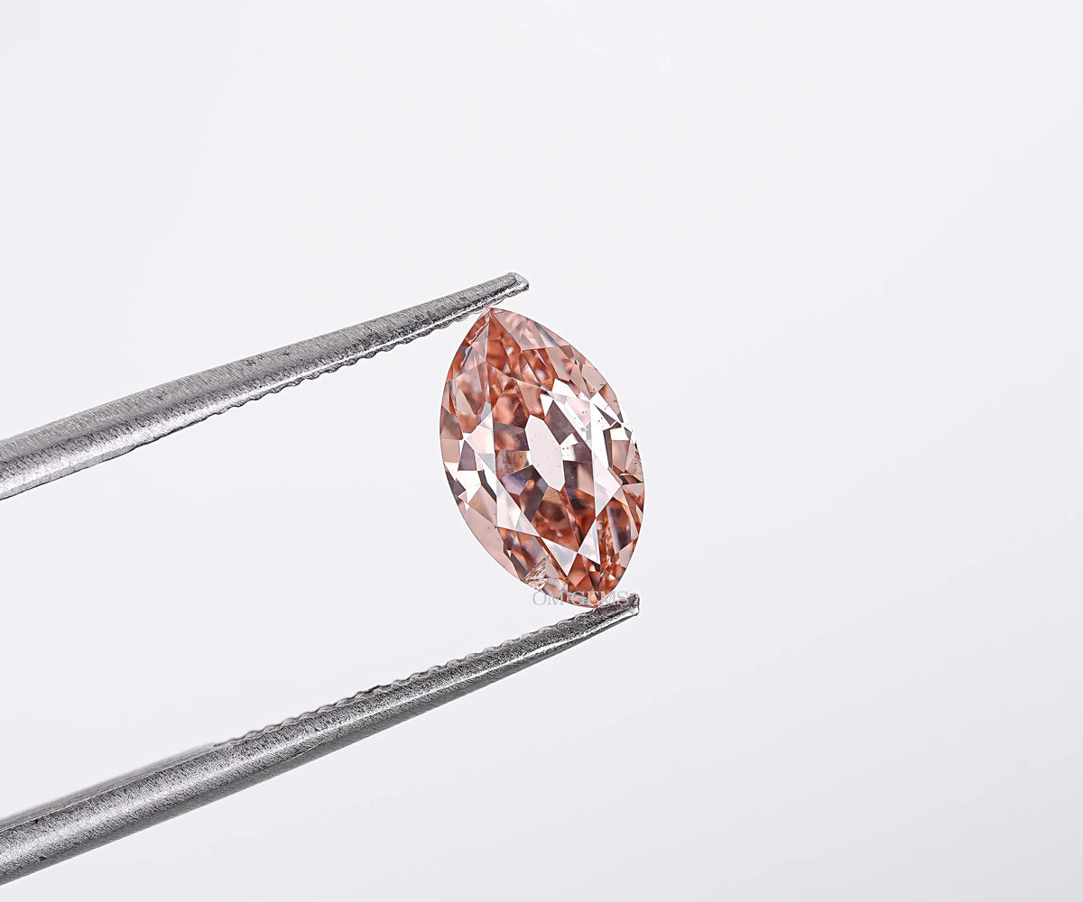 0.87 Carat Fancy Champagne Marquise Old Mine Cut Lab Grown Diamond