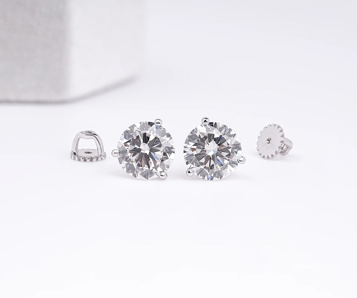 Martini Round Shape Lab Grown Diamond Birthday Gift Earrings