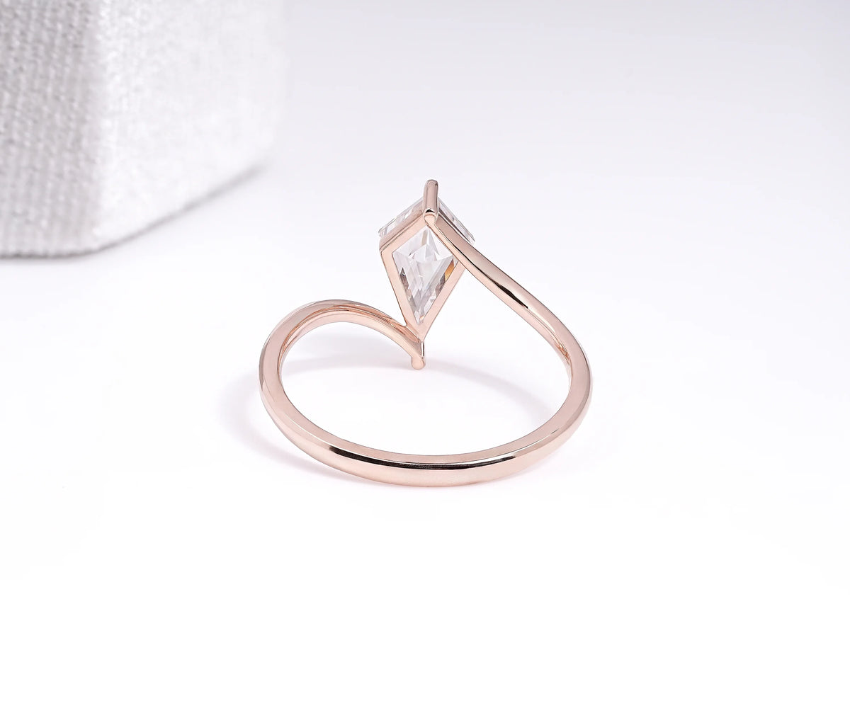 Solitaire Bypass Kite Shape Lab Diamond Engagement Ring