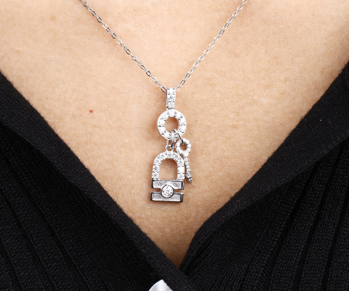 Iced Out Padlock and Key Moissanite Hip Hop Bling Jewelry Pendant