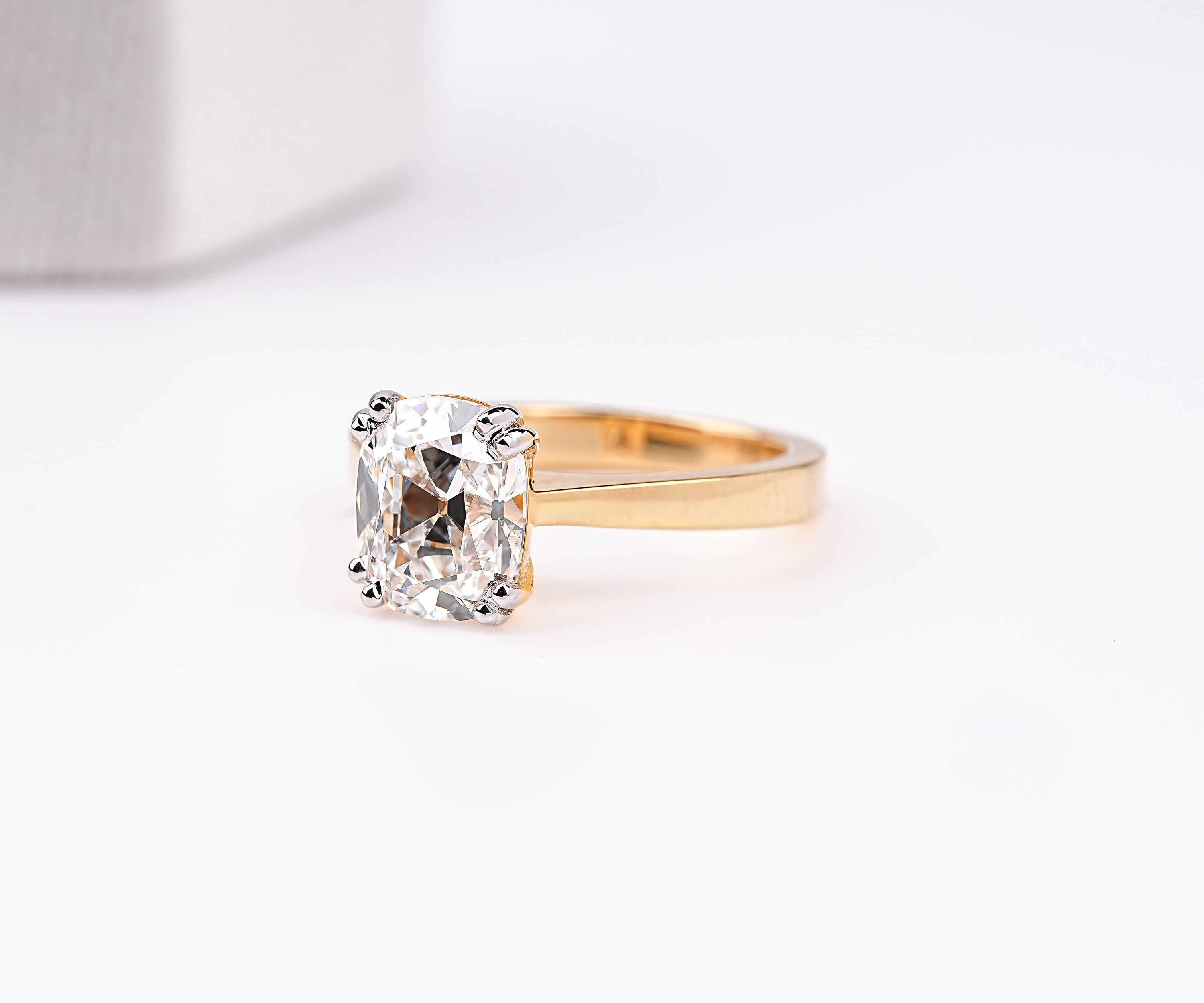 Old Mine Cushion Lab Grown Diamond Engagement Ring