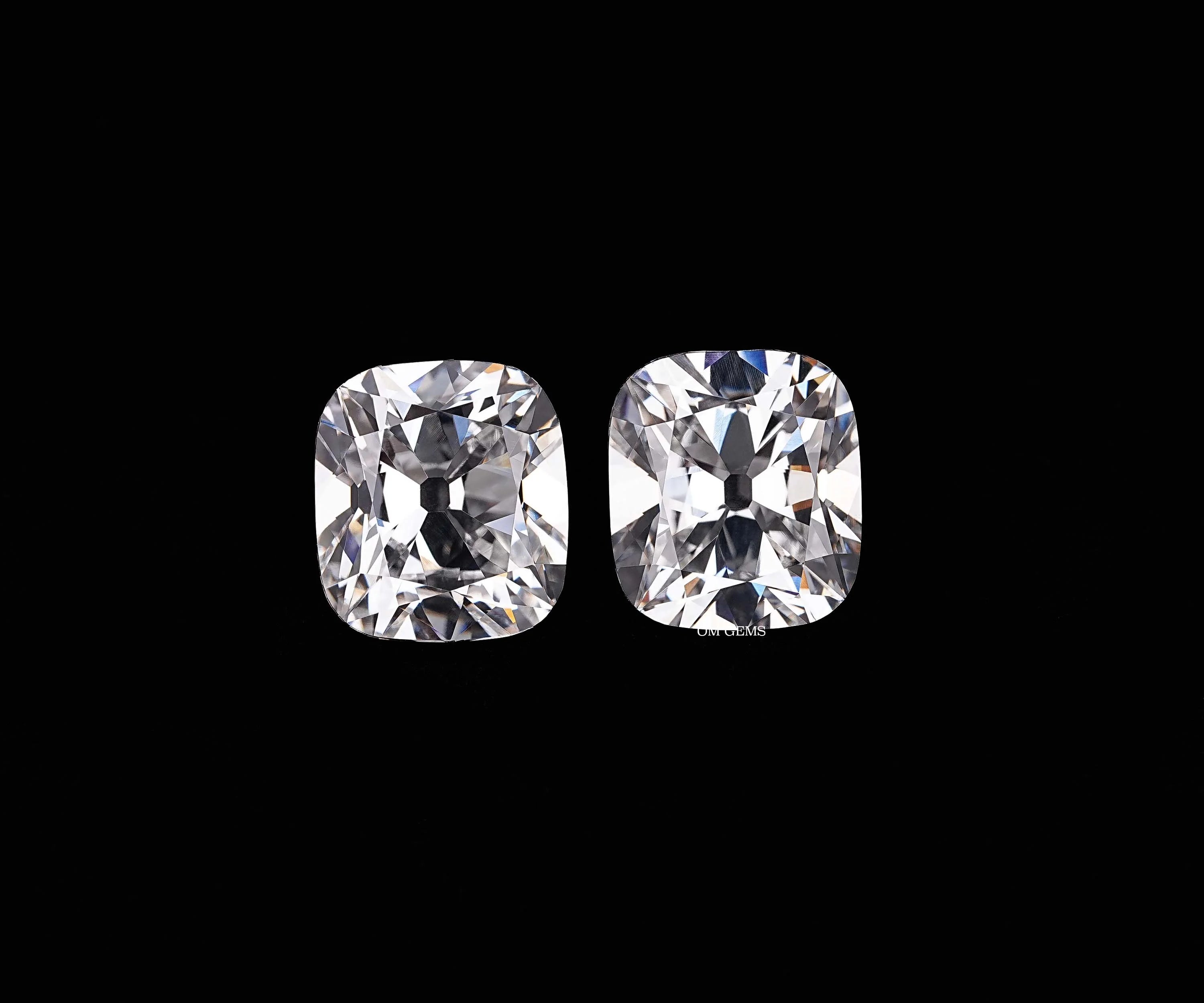 Old Mine Cushion Cut Lab Diamond Matching Pair