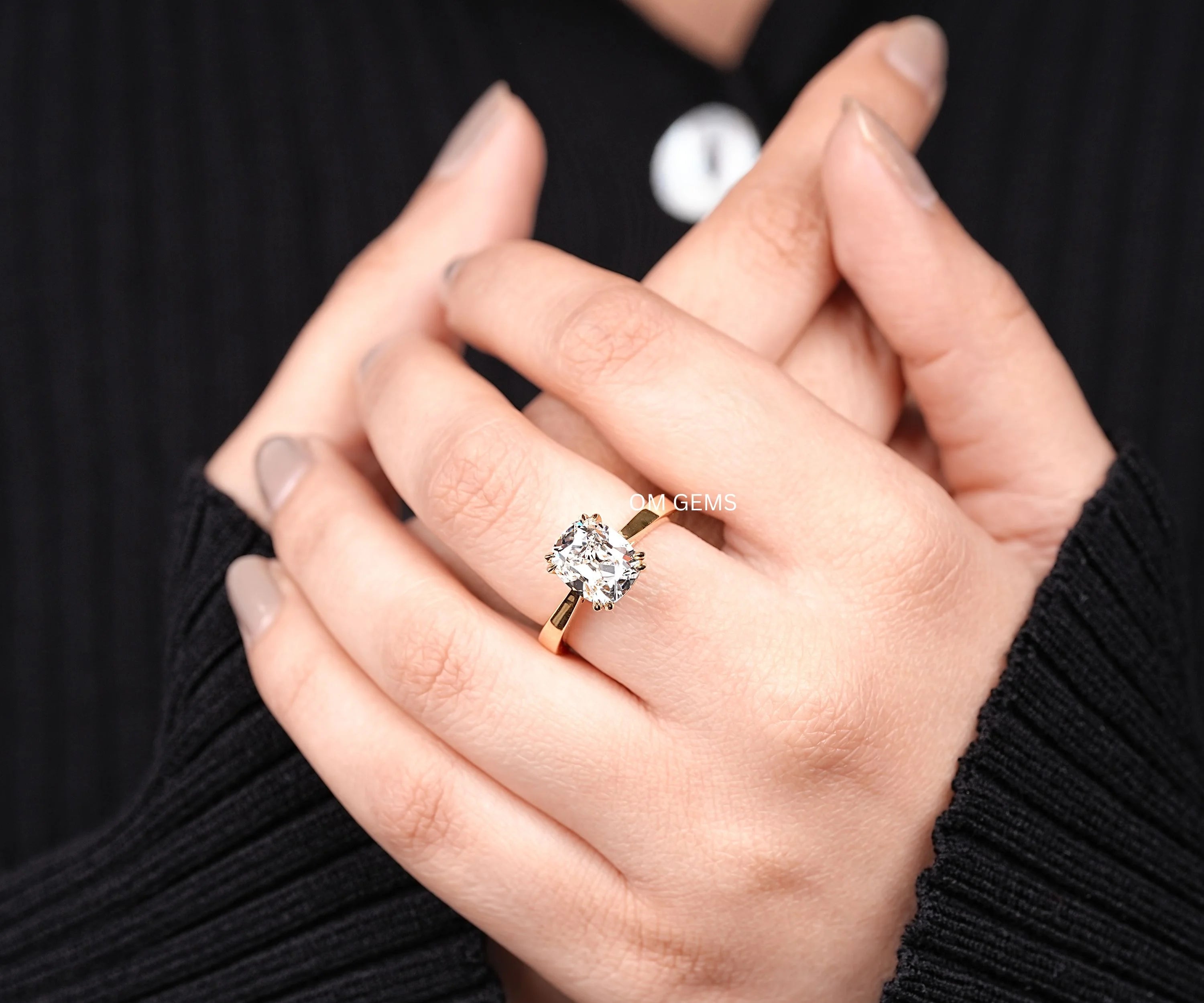 Old Mine Cushion Lab Grown Diamond Ring