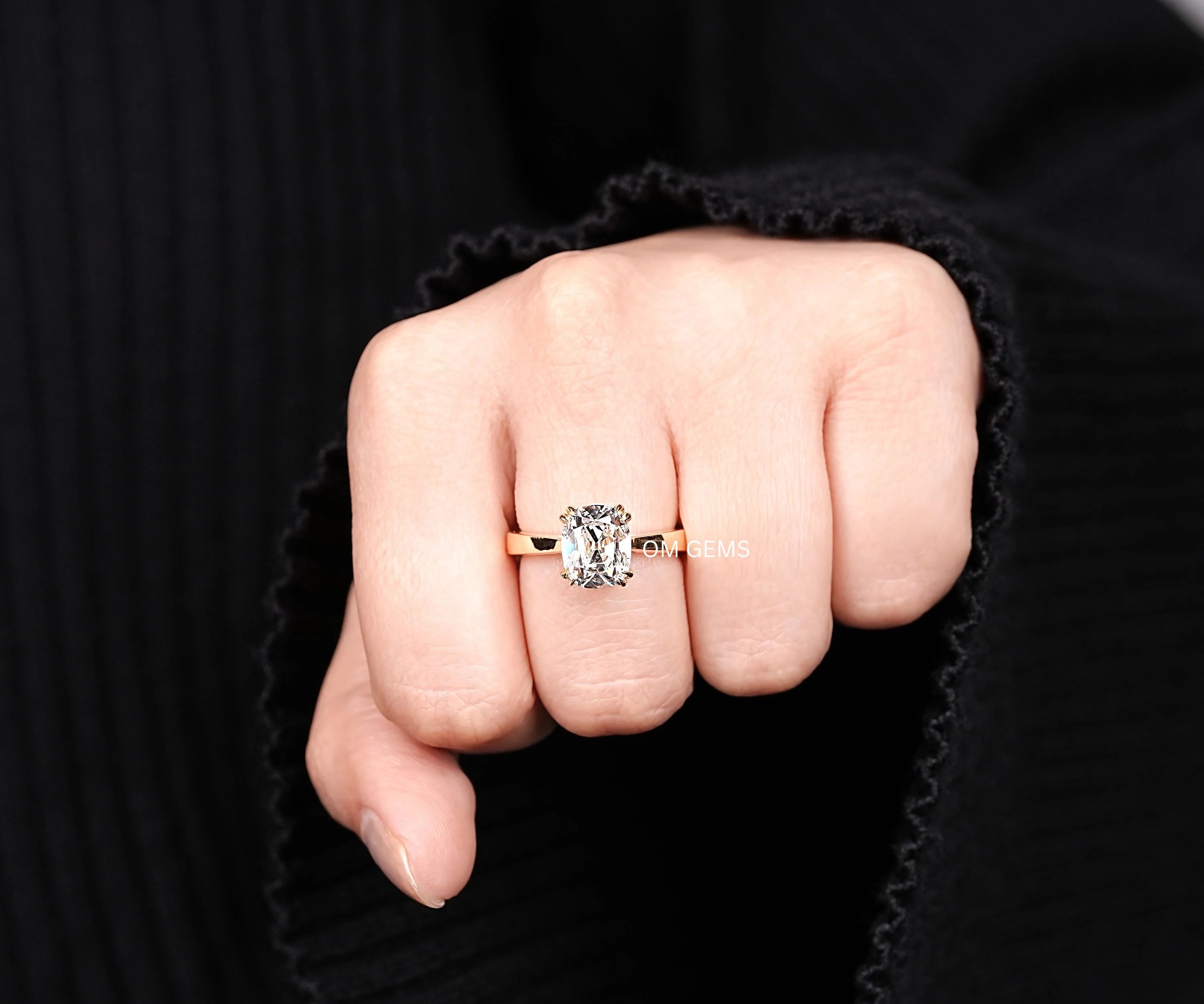 Old Mine Cushion Lab Grown Diamond Ring