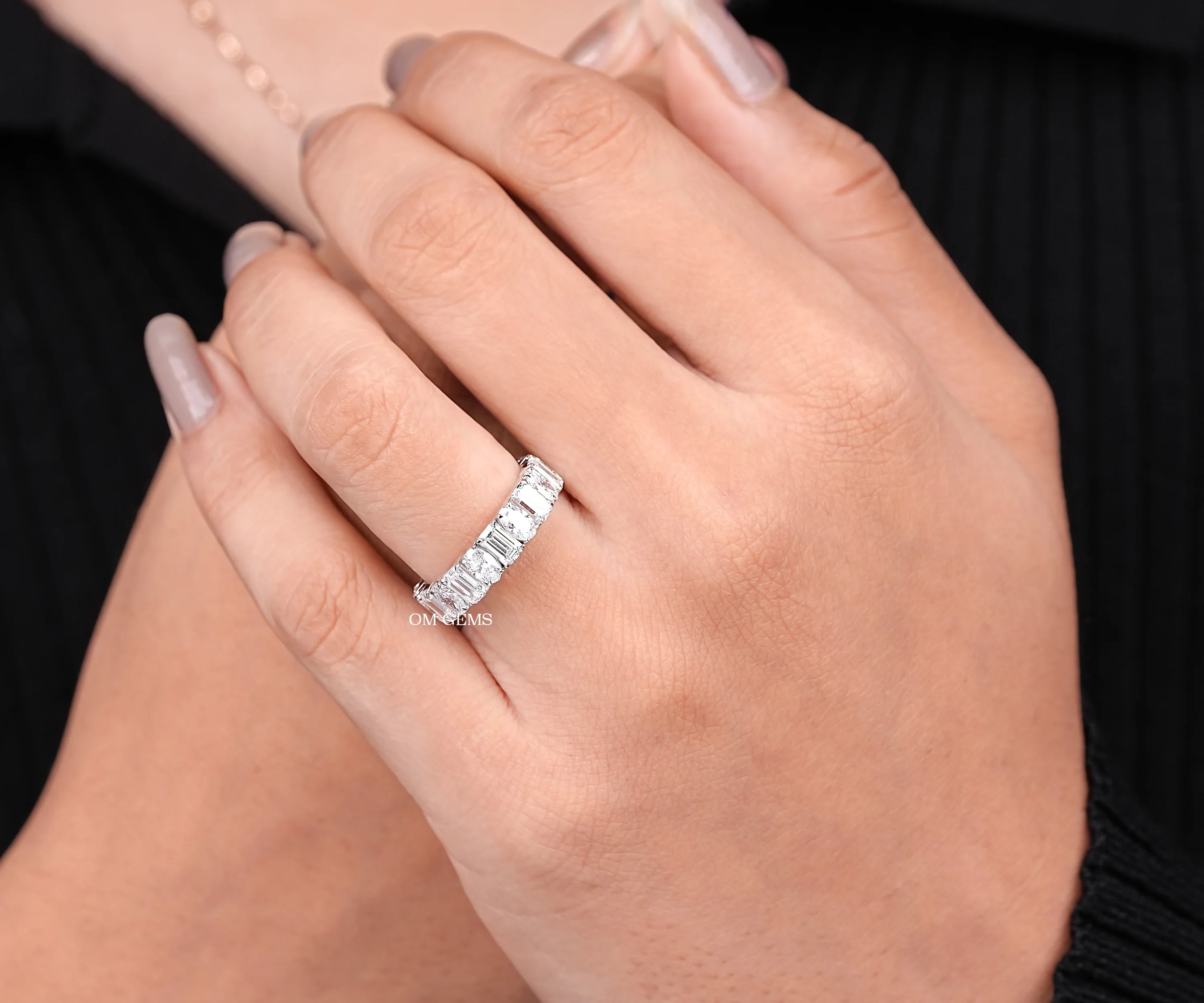 Oval & Emerald Cut Lab Diamond Full Eternity Band