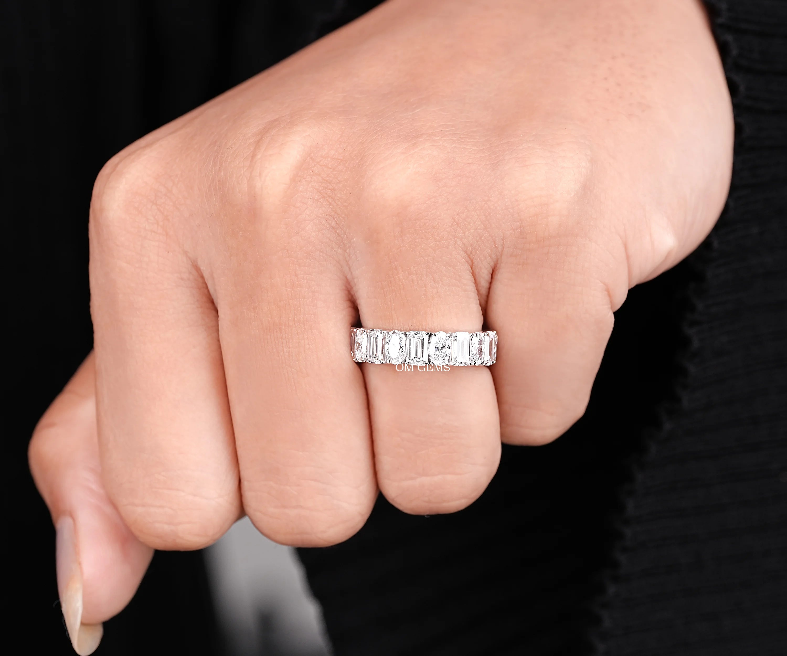 Oval & Emerald Cut Lab Diamond Full Eternity Band