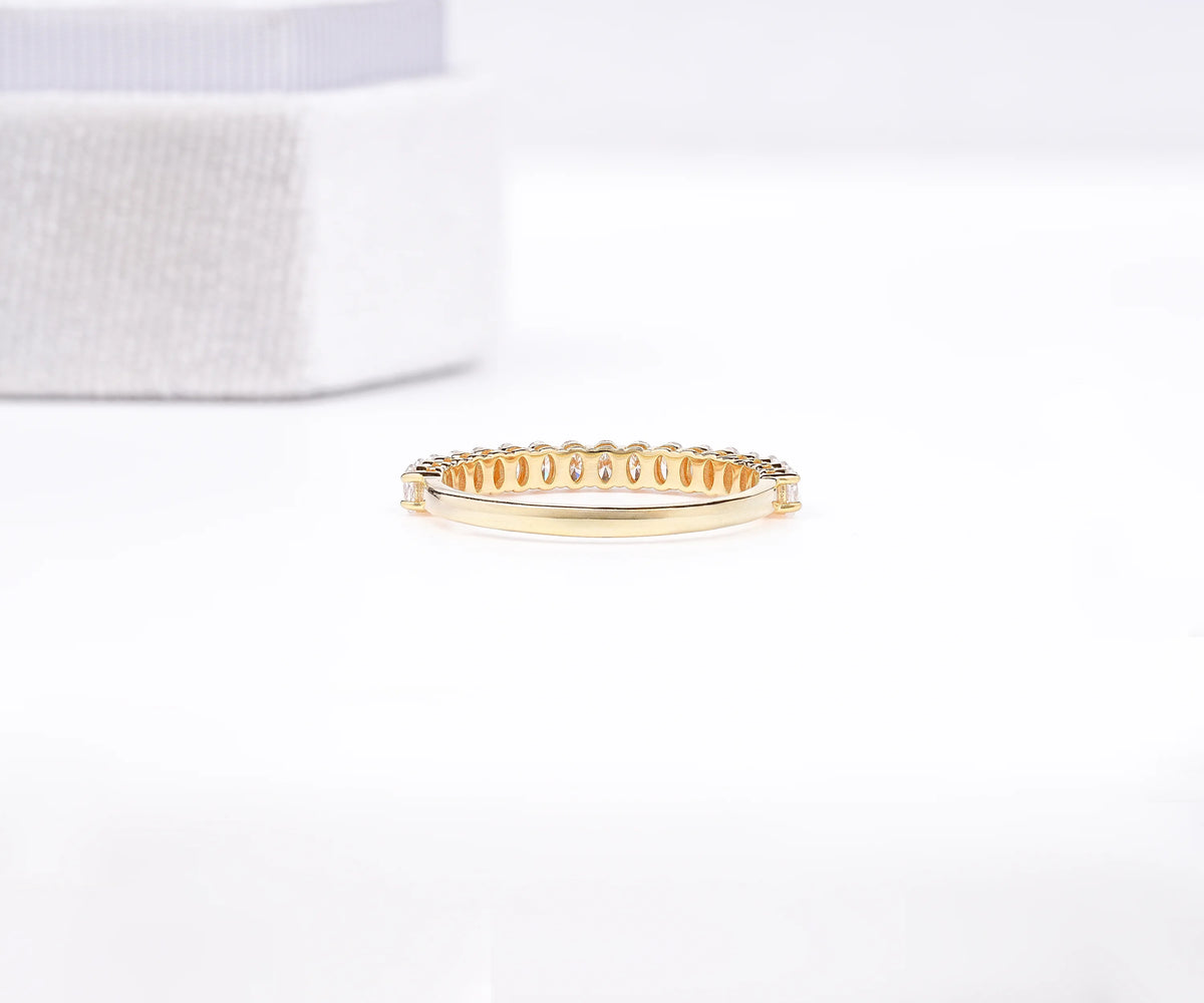 Half Eternity Oval Shape Gemstone Wedding Band