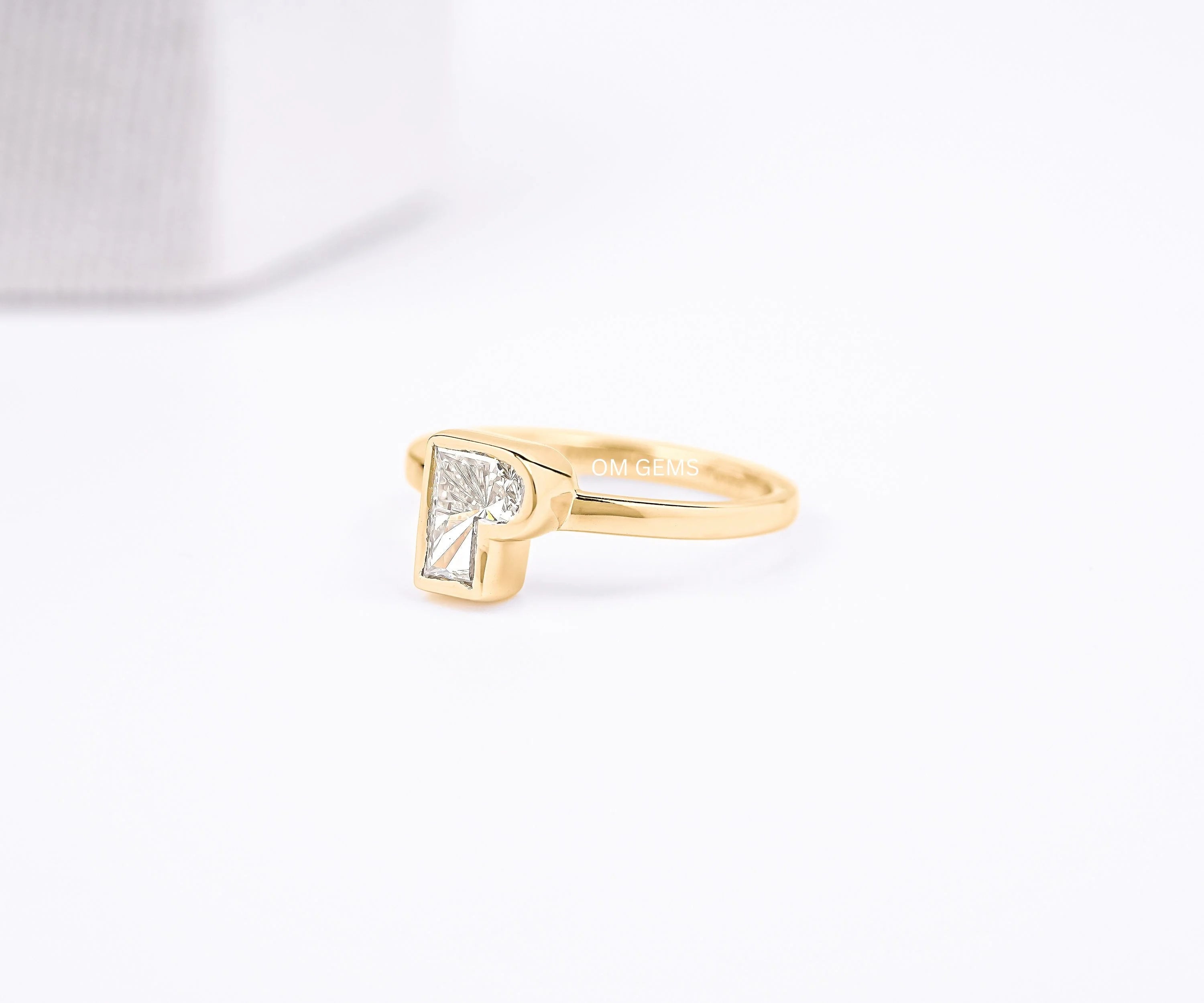 P Shaped Initial Letter Bezel Set Ring