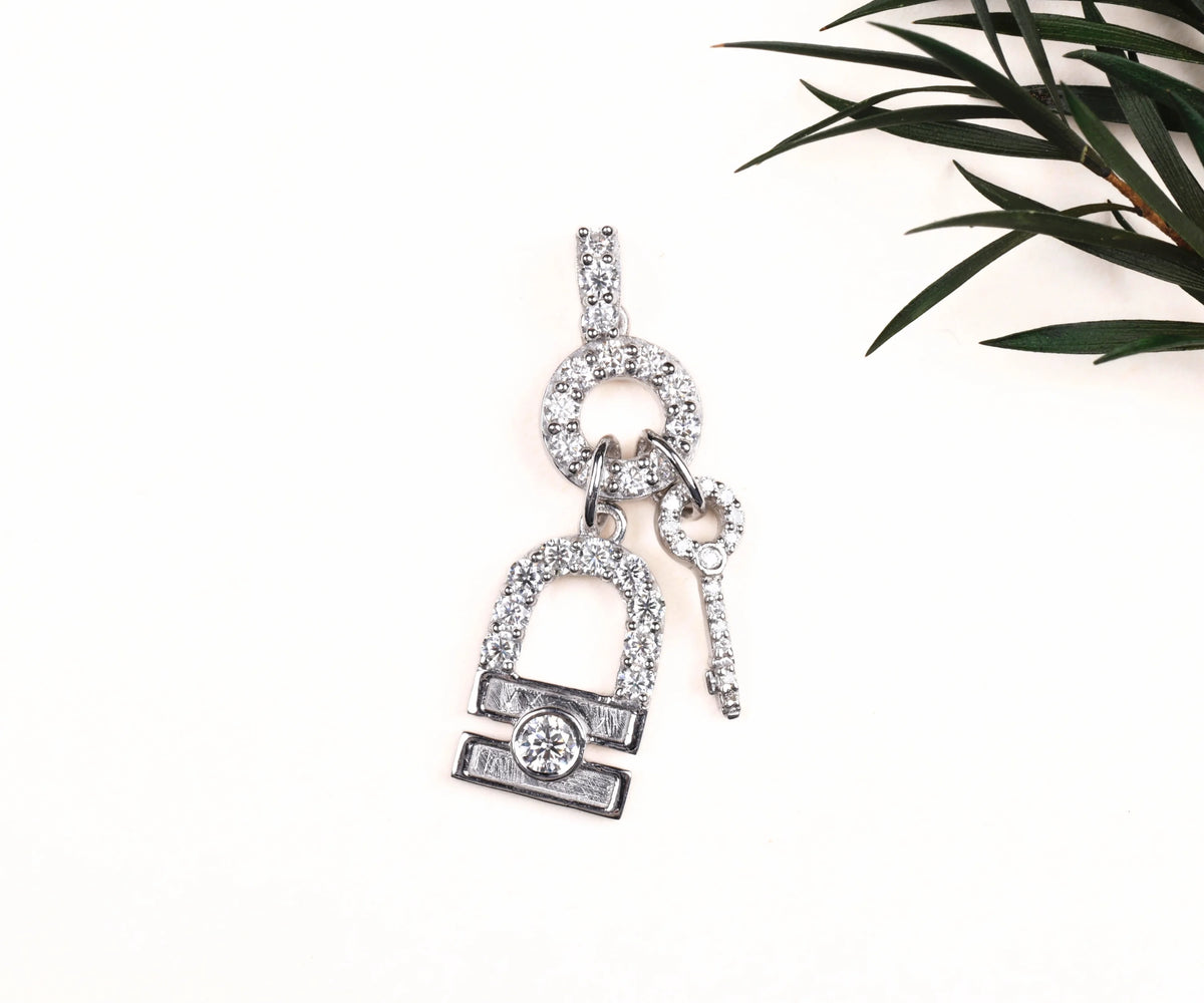 Iced Out Padlock and Key Moissanite Hip Hop Bling Jewelry Pendant