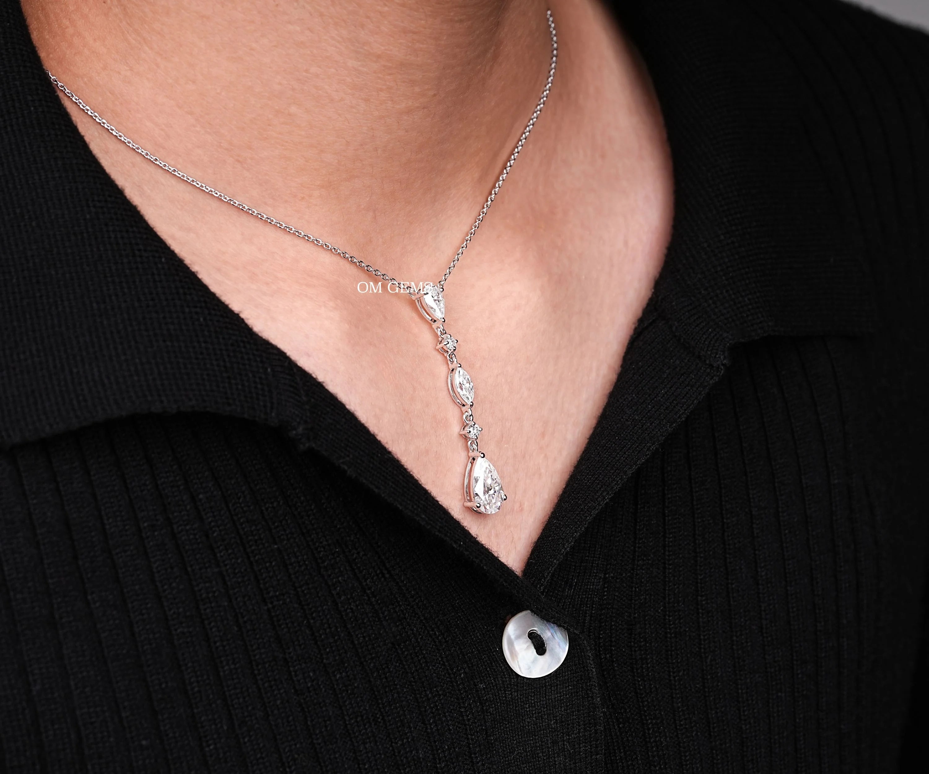 Pear Cut Lab Grown Diamond Teardrop Necklace