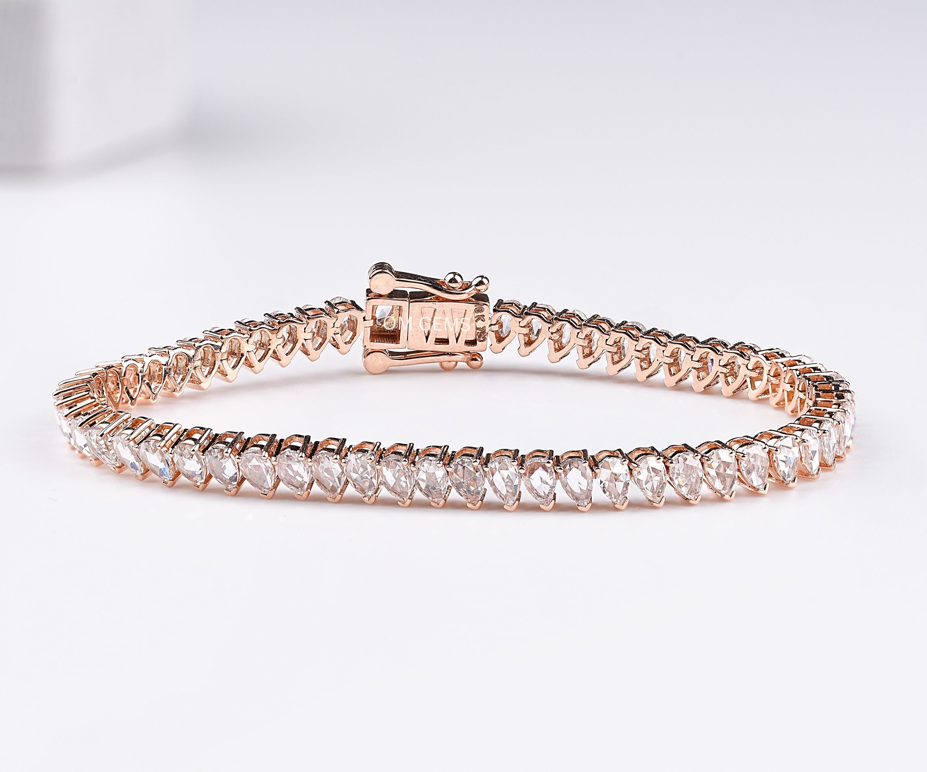 Pear Shaped Lab Grown Diamond Rose Gold Tennis Bracelet