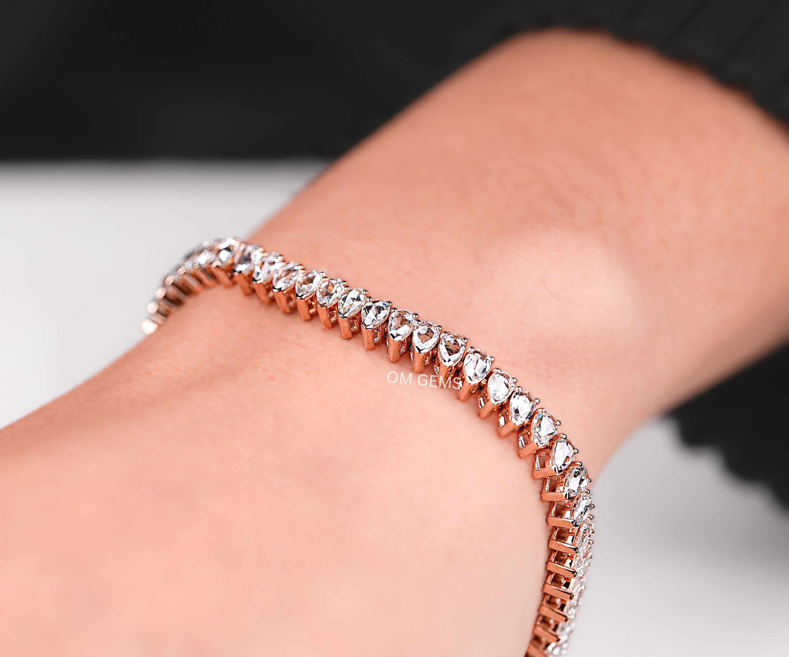 Pear Shaped Lab Grown Diamond Tennis Bracelet