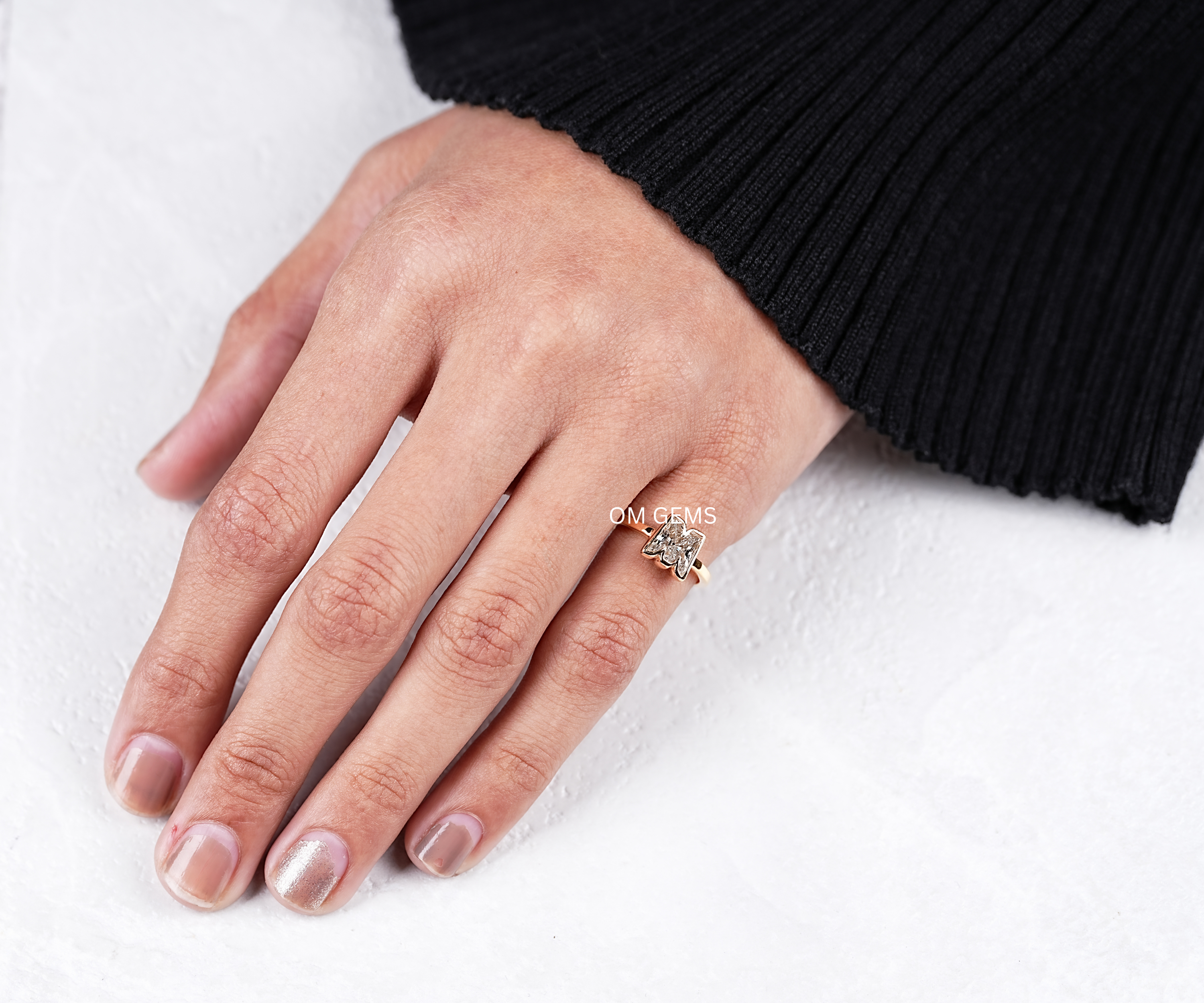 Lab Grown M Letter Diamond Initial Ring