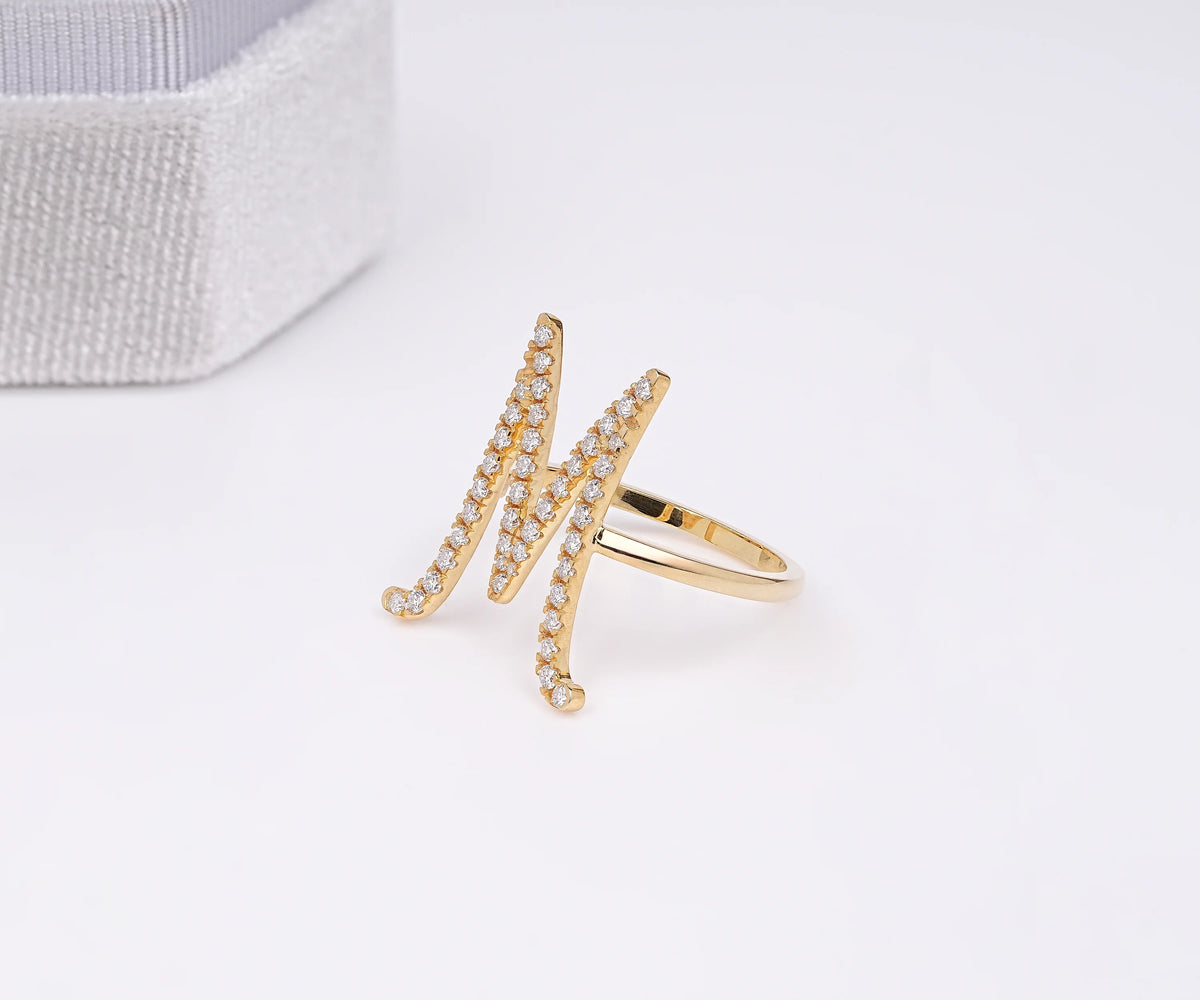 Initial Pavé M-Shaped Lab Grown Diamond Anniversary Ring