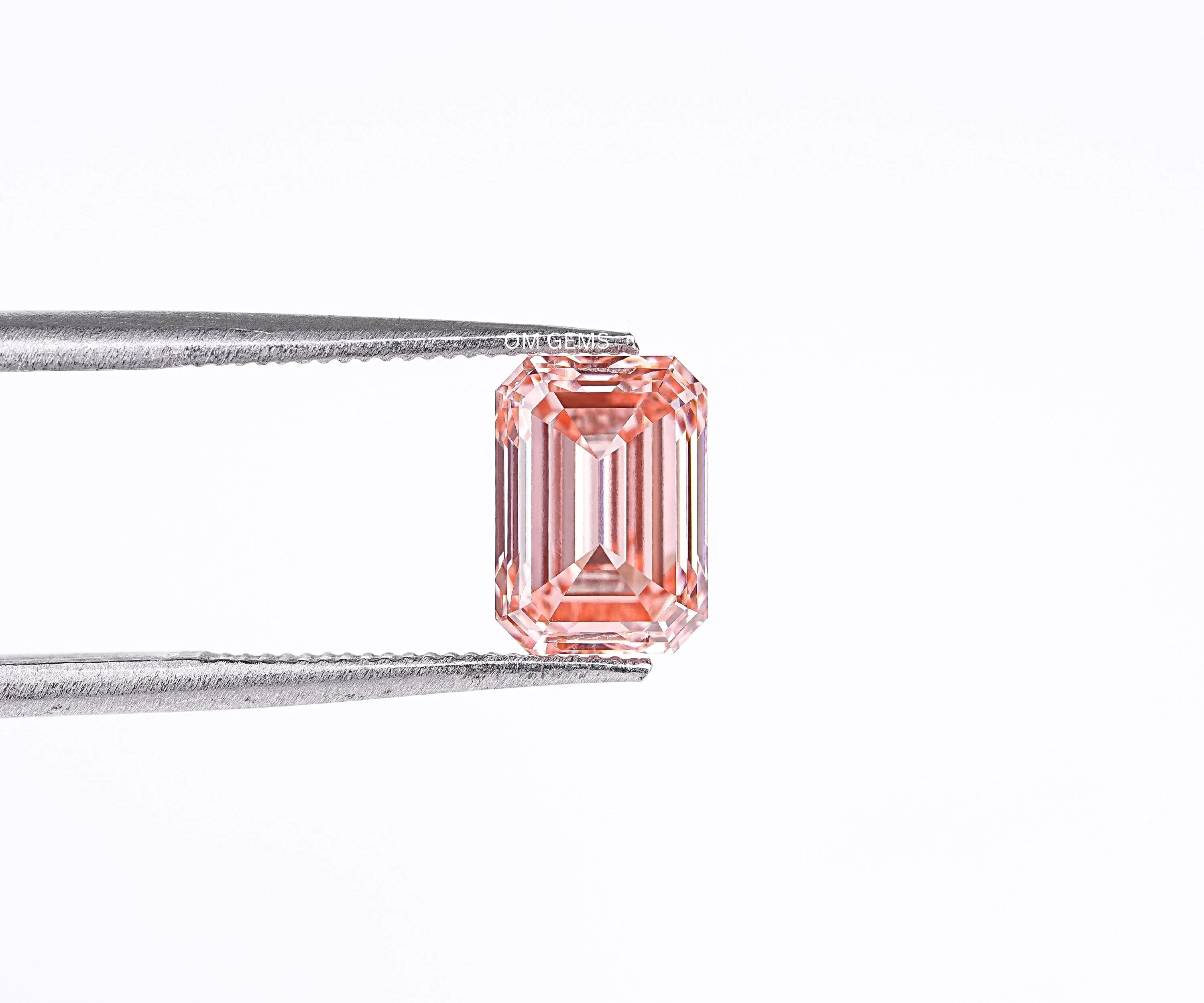 Pink Emerald Cut Lab Loose Diamond
