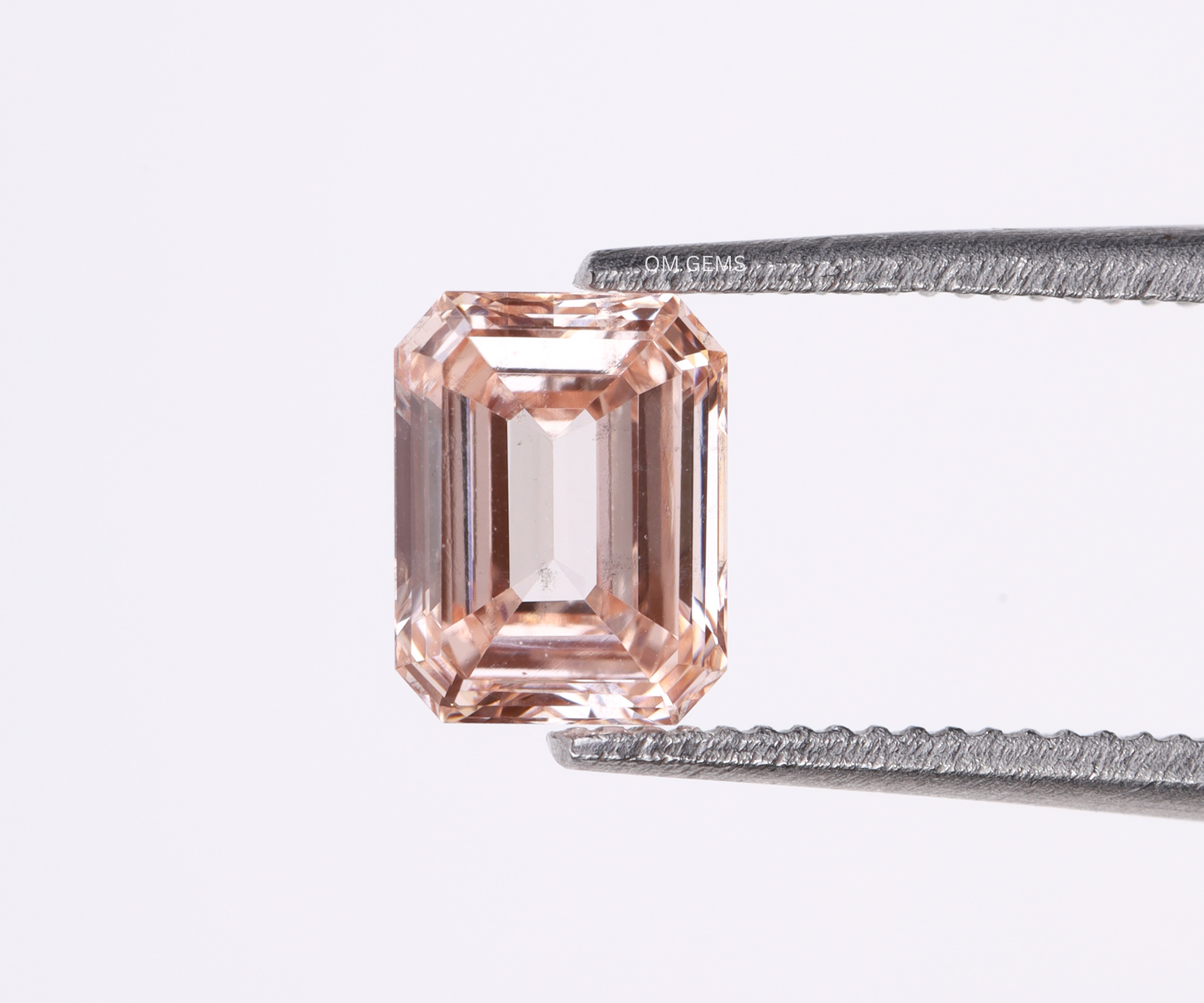 Pink Emerald Cut Lab Created Diamond