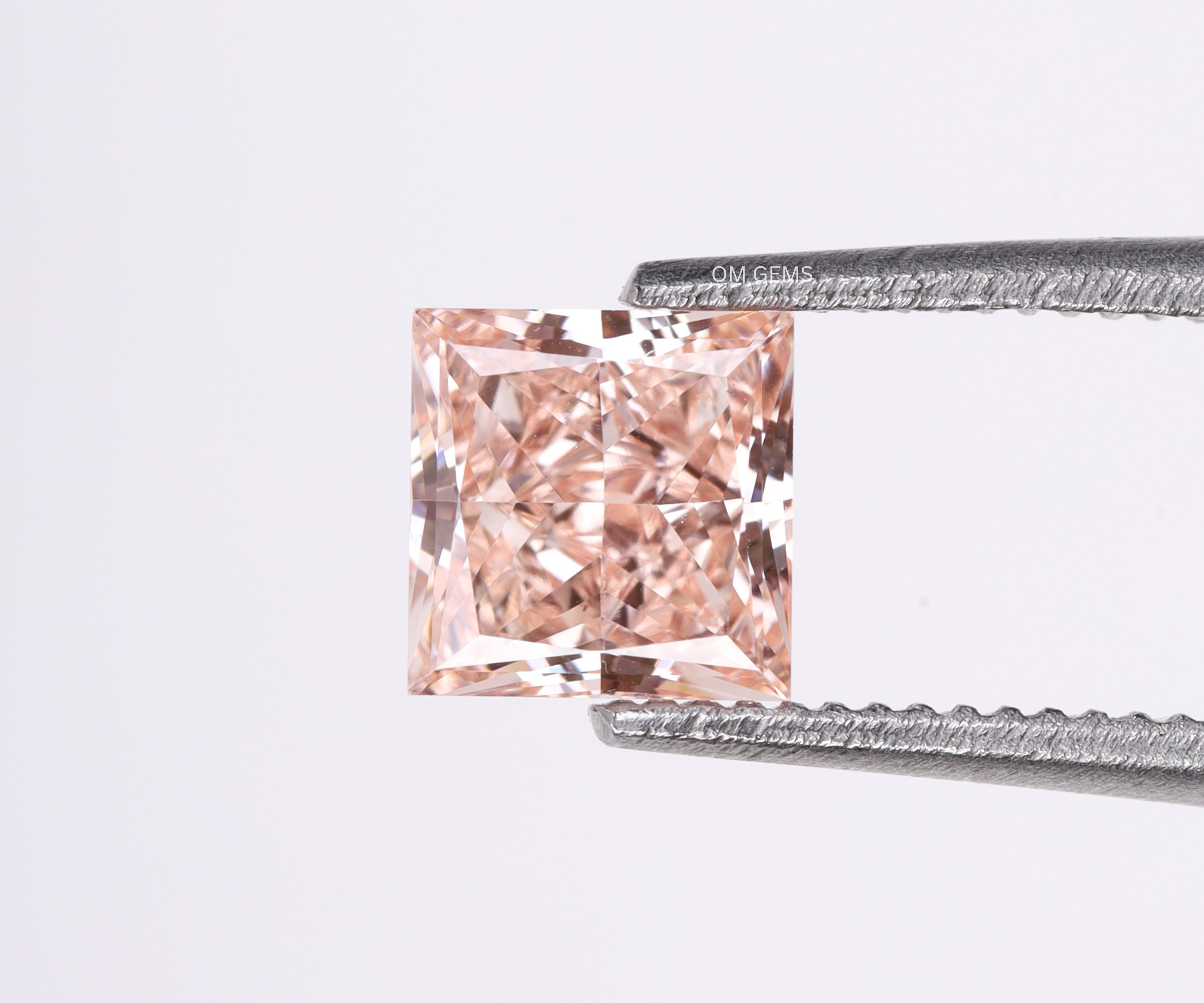 Lab Created Pink Color Princess Cut Diamond