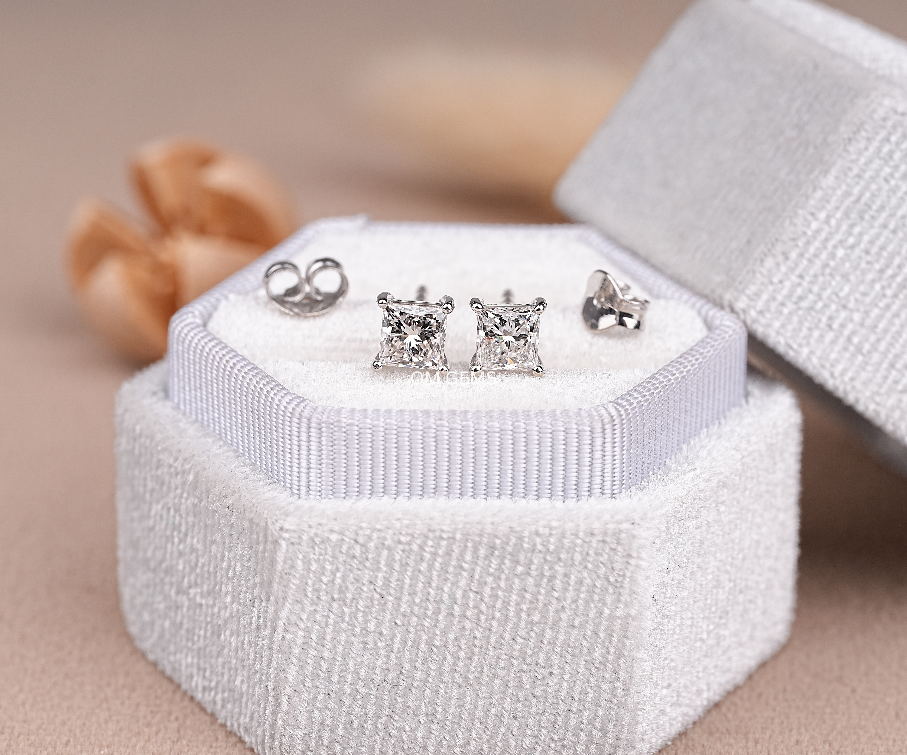 Princess Cut Lab Grown Diamond Stud Earrings