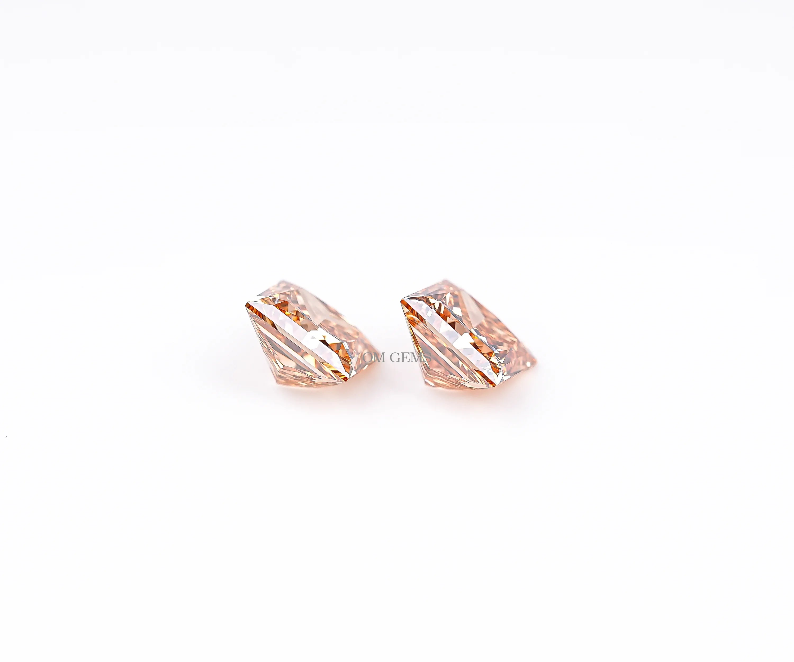 Champagne Princess Cut Lab Loose Diamond Matching Pair