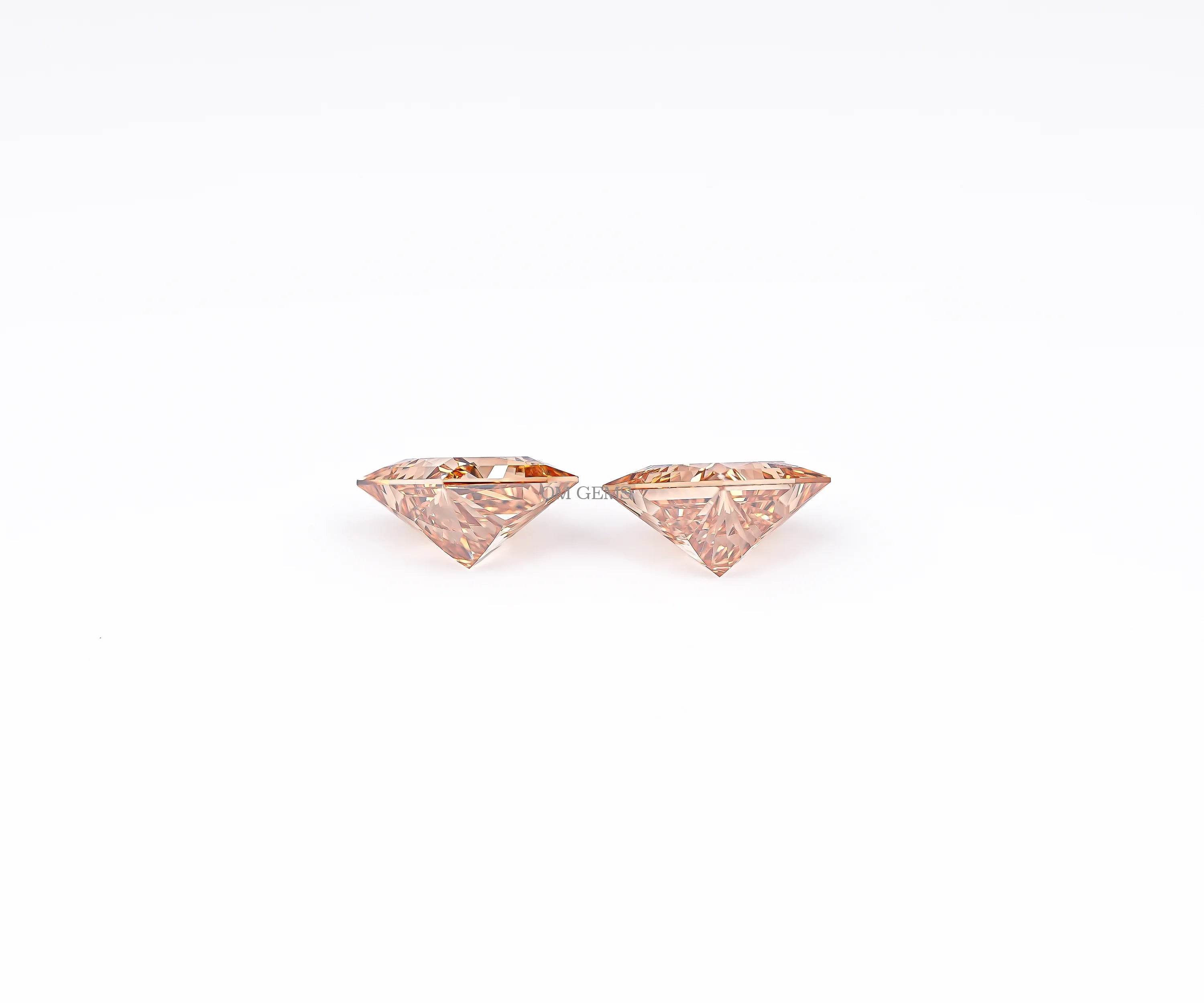 Champagne Princess Cut Lab Loose Diamond Matching Pair