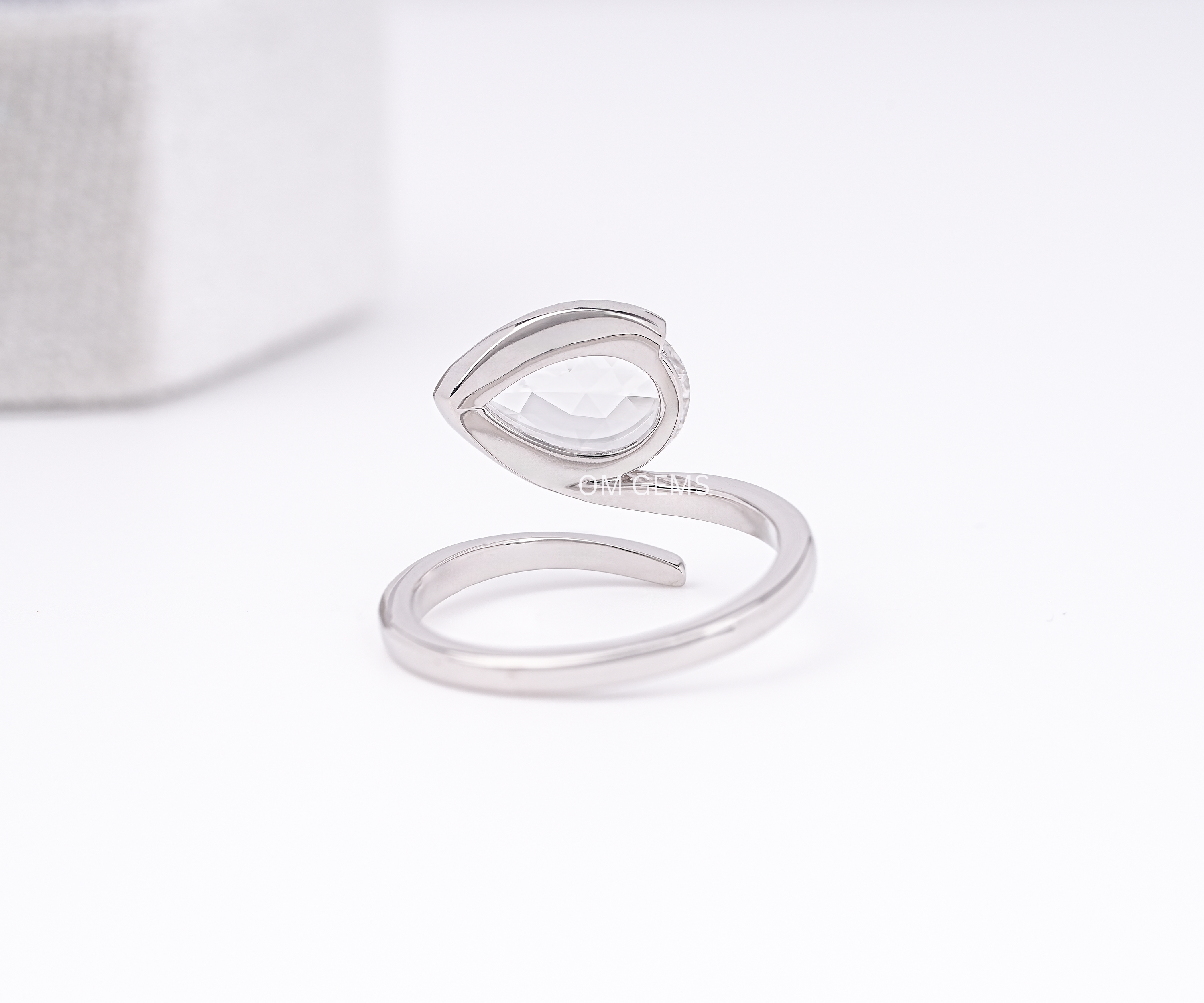 Rose Cut Pear Shaped Lab Grown Diamond Ring