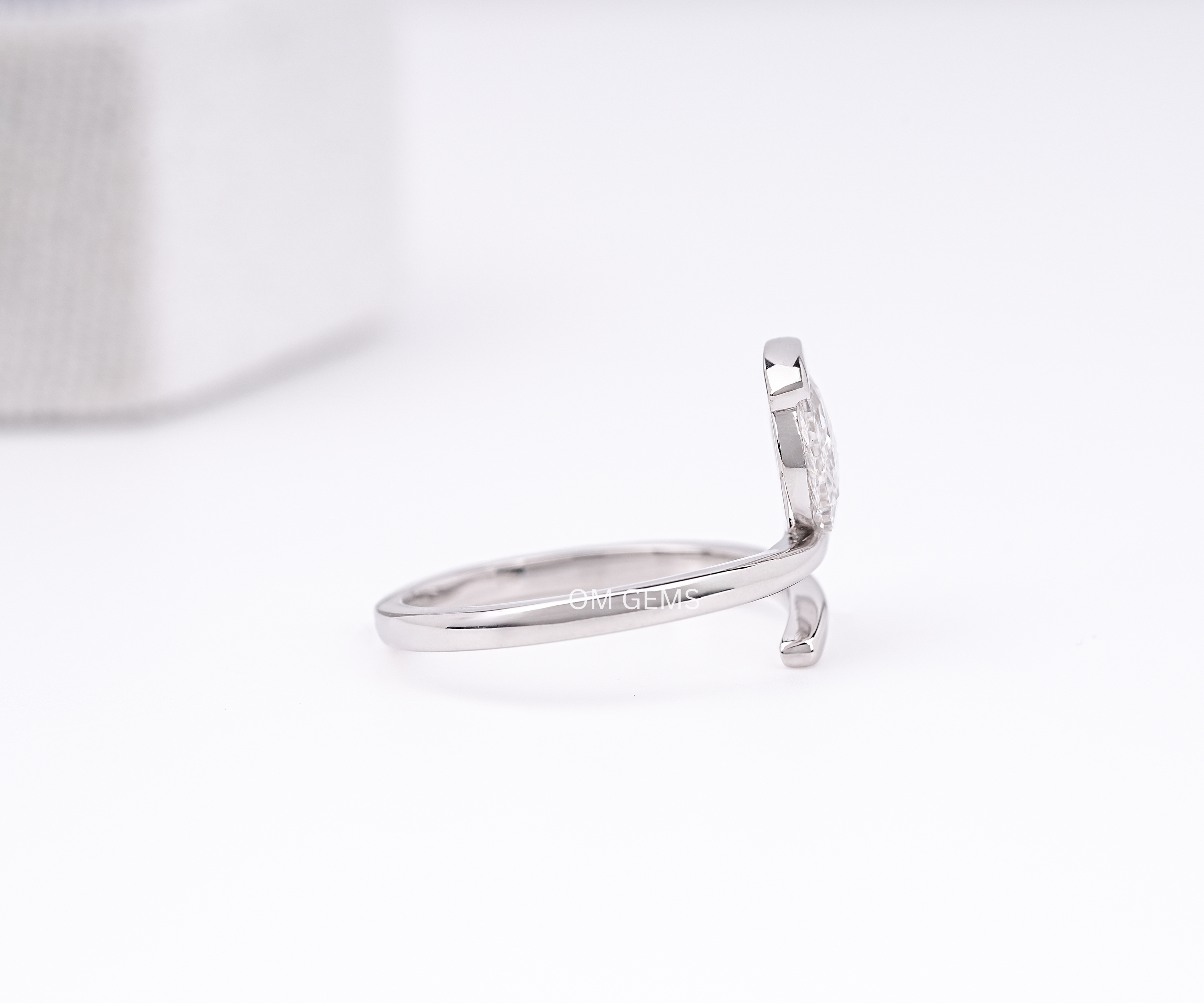 Rose Cut Pear Shaped Lab Grown Diamond Ring