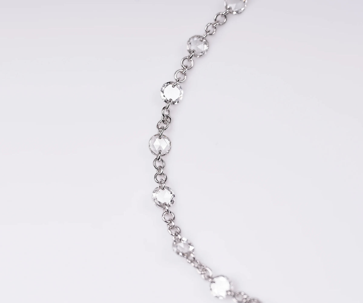 Station Round Shape Rose Cut Lab Diamond Gift for Her Bracelet
