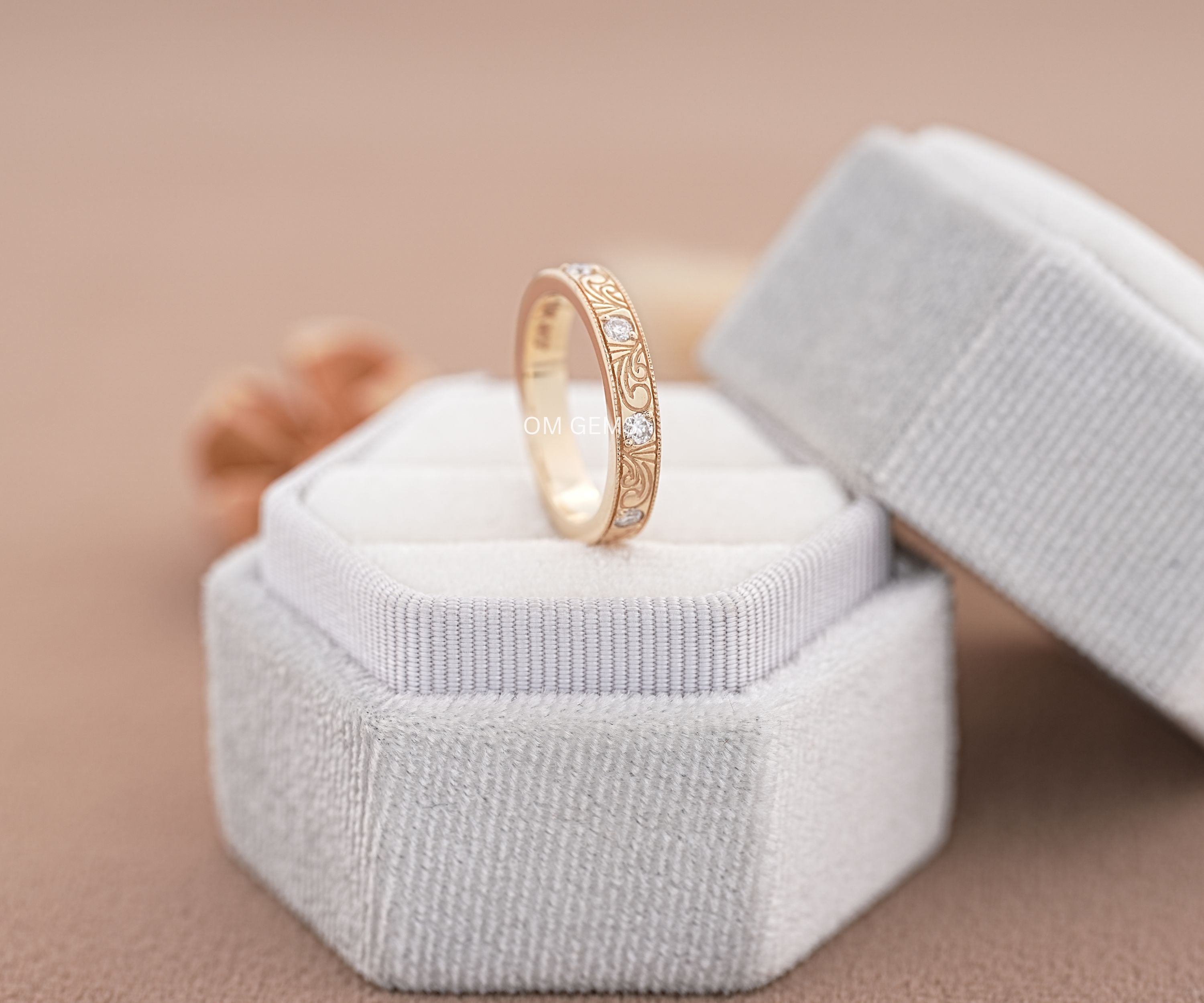Filigree Round Lab Diamond Full Eternity Wedding Band