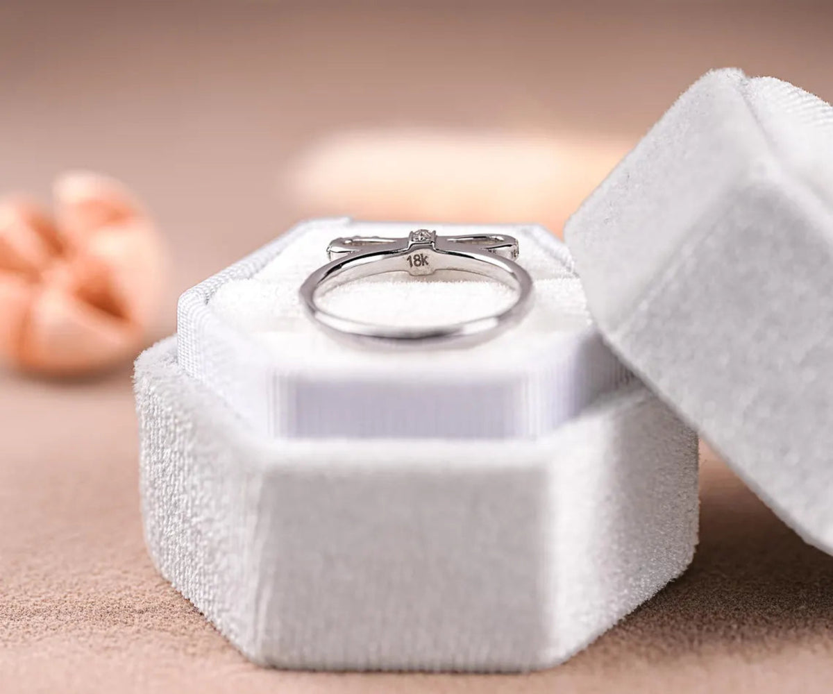 Bow Knot Pavé Round Shape Lab Grown Diamond Anniversary Ring