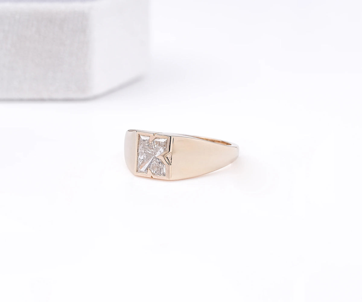 Signet K-Shaped Lab Grown Diamond Anniversary Ring