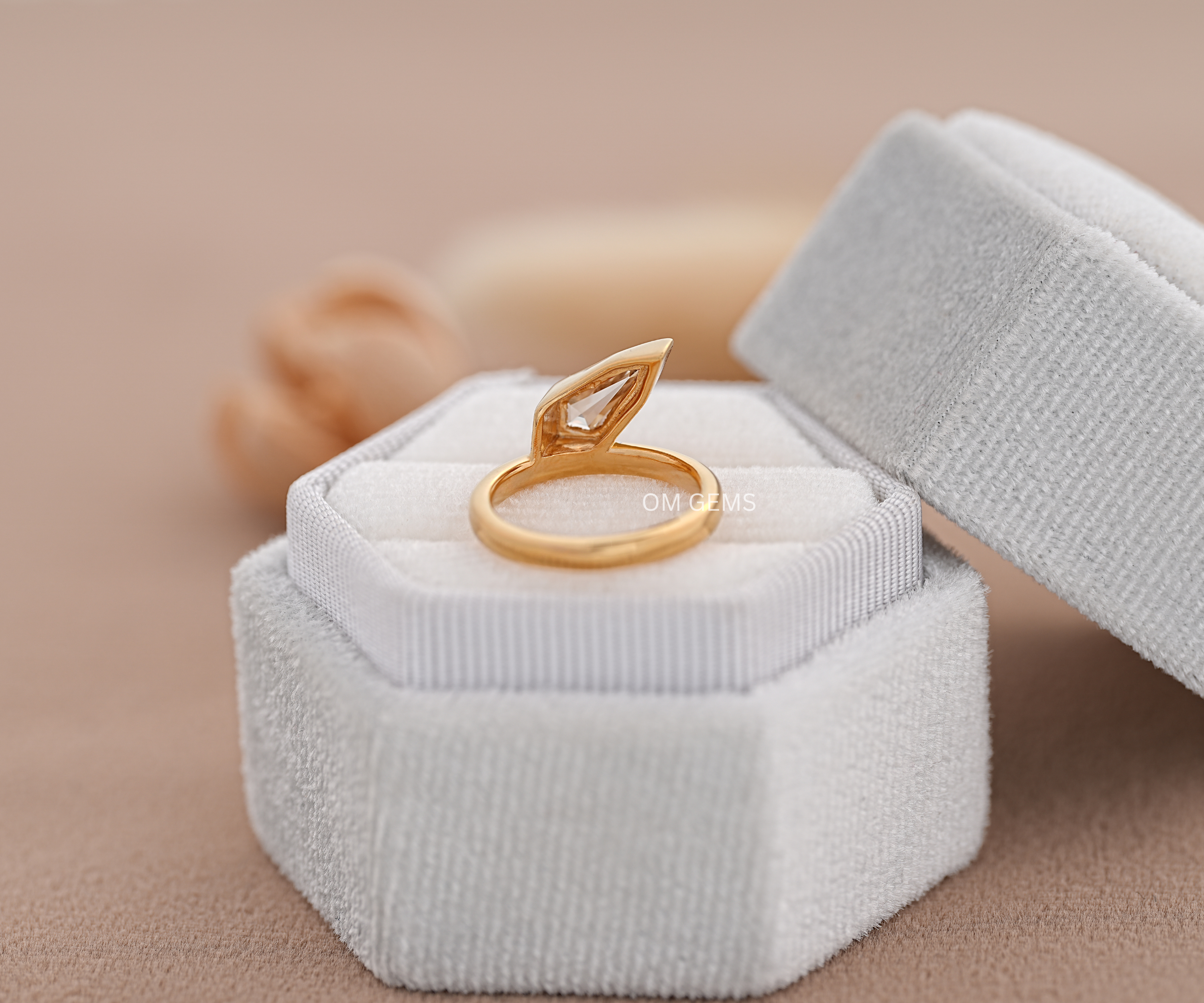 Shield Cut Lab Grown Diamond Ring In Yellow Gold