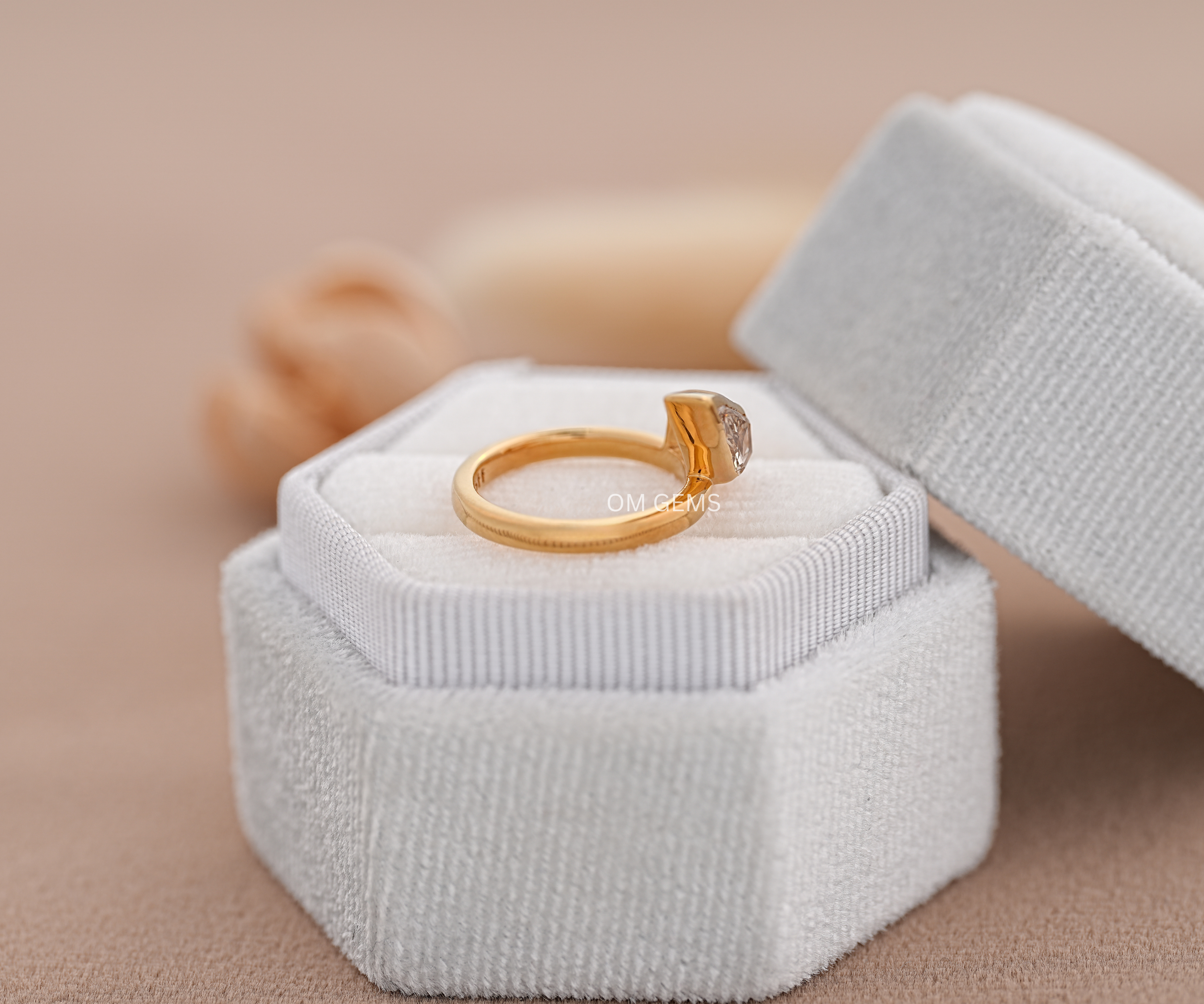 Bezel Set Shield Cut Lab Grown Diamond Ring