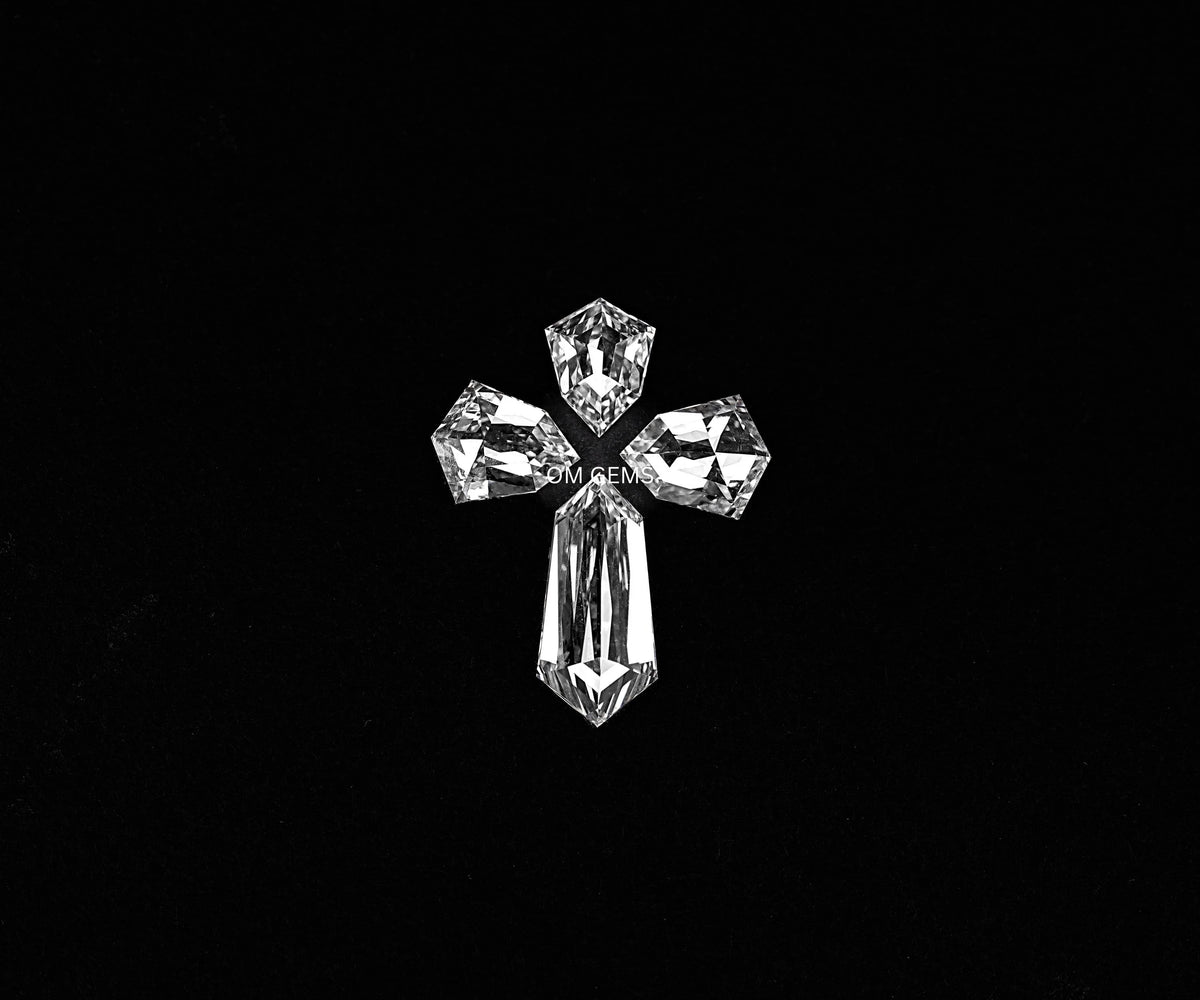 Christ Cross Shape Shield Cut Lab Grown Diamond Set