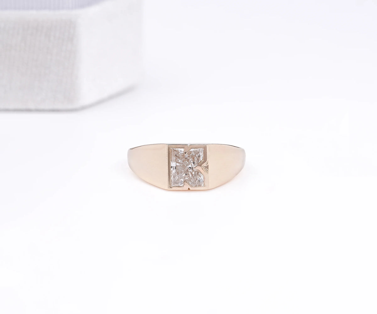 Signet K-Shaped Lab Grown Diamond Anniversary Ring