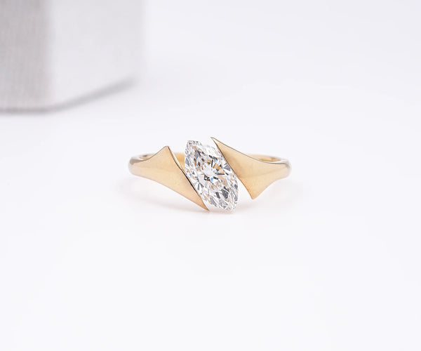Marquise Shape Lab Grown Diamond Solitaire Bypass Engagement Ring