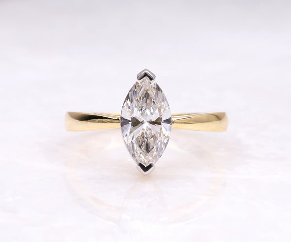 Solitaire Marquise Shape Lab Diamond Engagement Ring