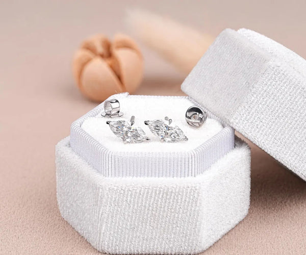 Solitaire Stud Marquise Shape Lab Diamond Gift for Her Earrings
