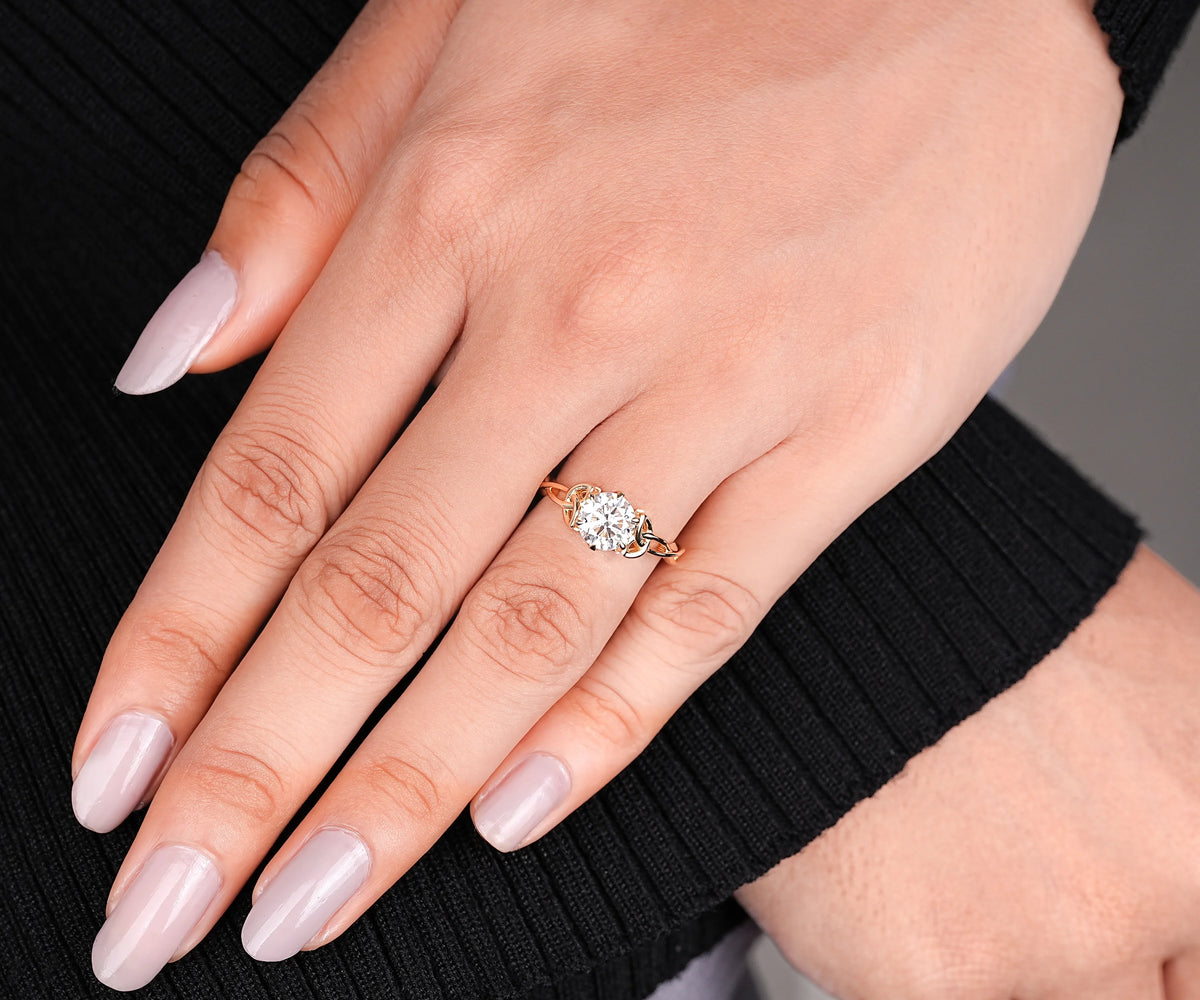 Celtic Knot Solitaire Round Shape Lab Grown Diamond Engagement Ring