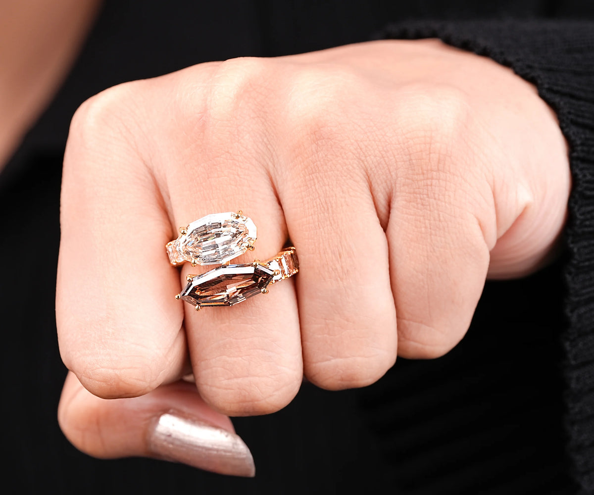 Toi Et Moi Bypass Marquise And Oval Lab Grown Diamond Anniversary Ring