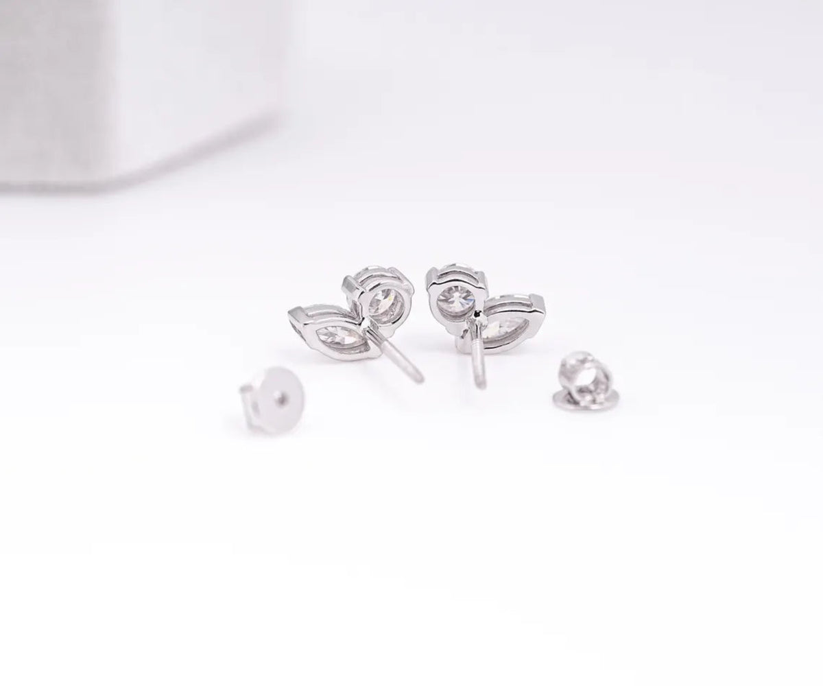 Toi et Moi Marquise Round Lab Grown Diamond Stud Earrings