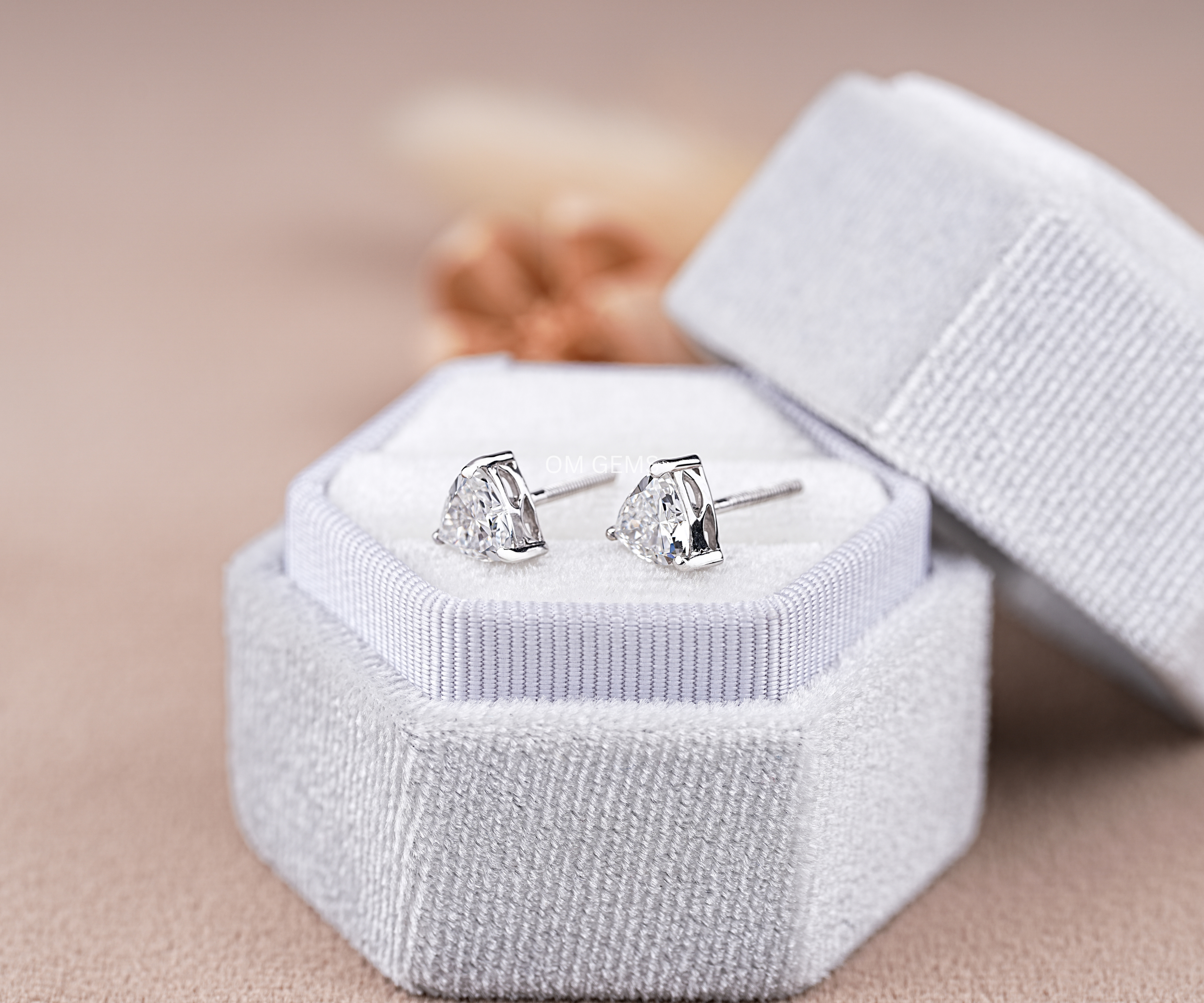1 Ct To 4 CT Trillion Cut Lab Grown Diamond Stud Earrings