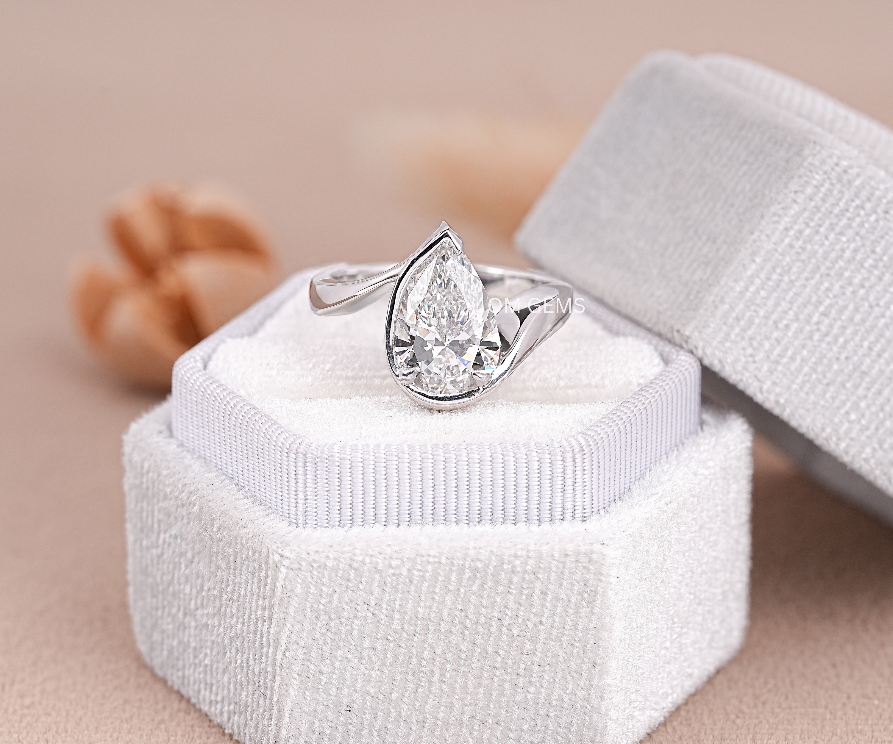 Unique Pear Shape Lab Grown Diamond Ring