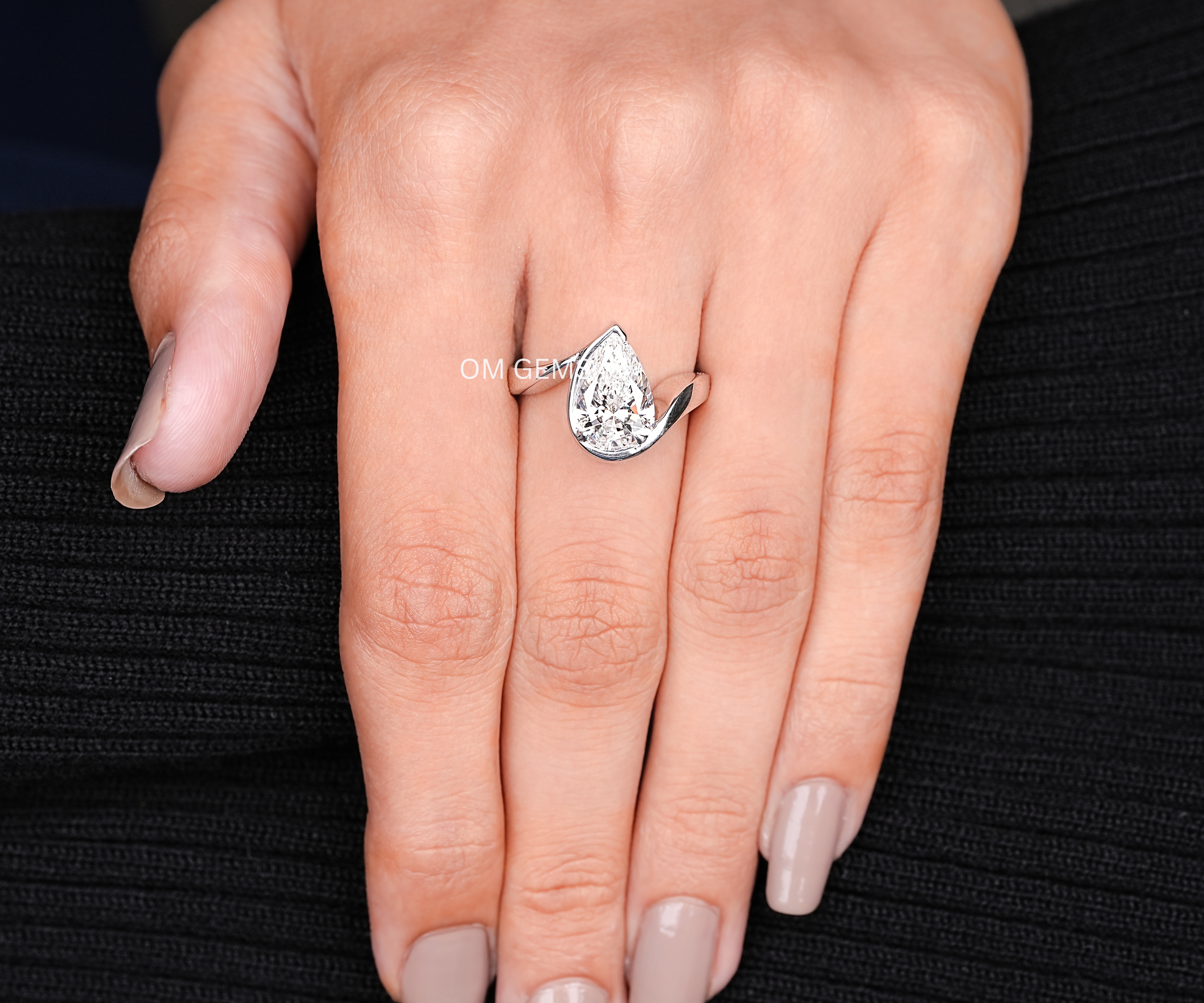 Unique Pear Shape Lab Grown Diamond Ring