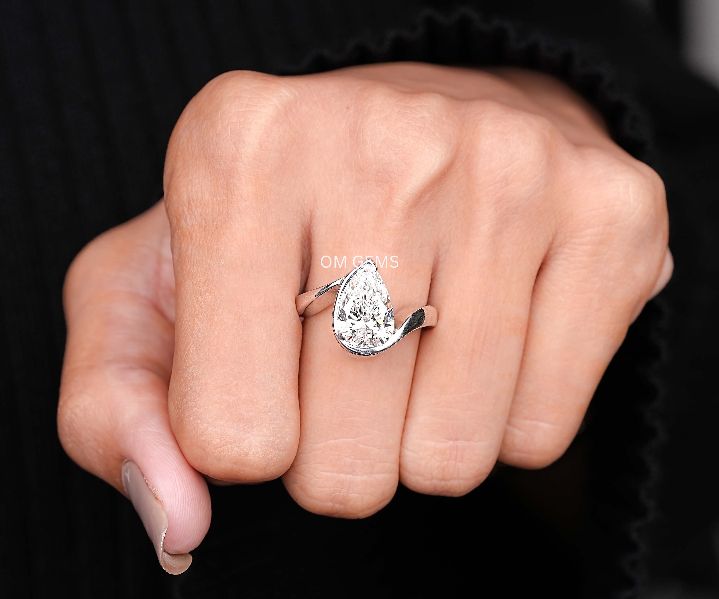 Unique Pear Shape Lab Grown Diamond Ring