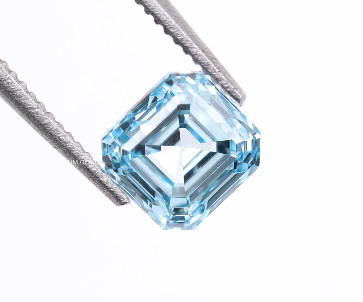 1.75 Carat Fancy Blue Color Asscher Cut Lab Grown Diamond