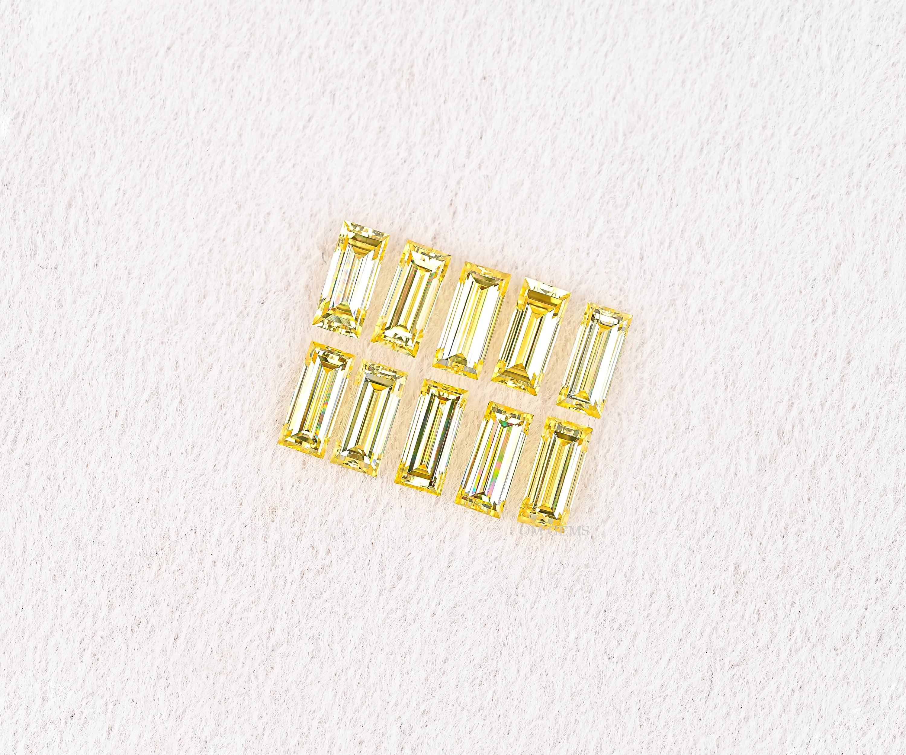 Yellow Baguette Shaped Lab Grown Melee Diamond